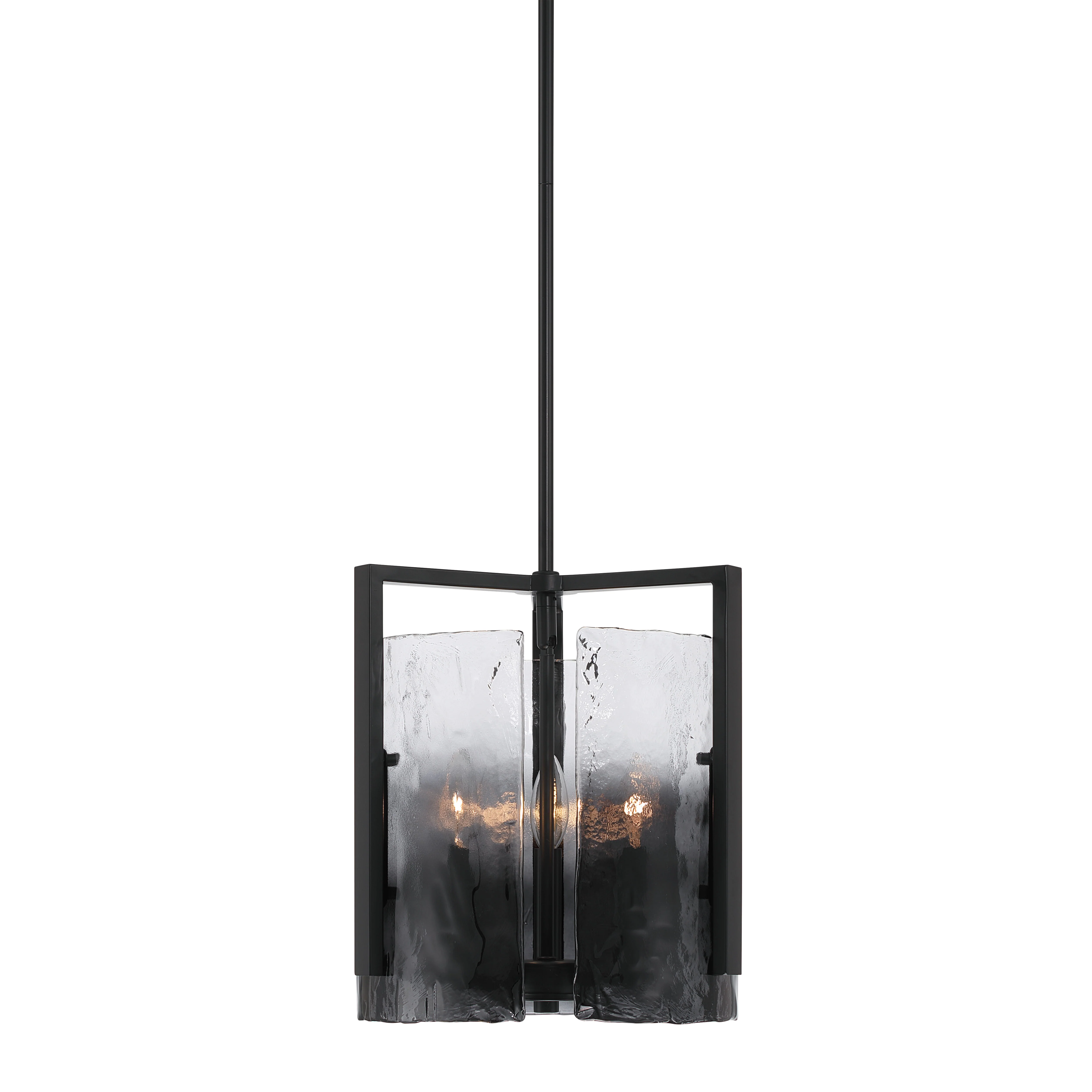 Yep by Golden Lighting Aenon 3-light Pendant in Matte Black with Smokey Water Glass - Image 2