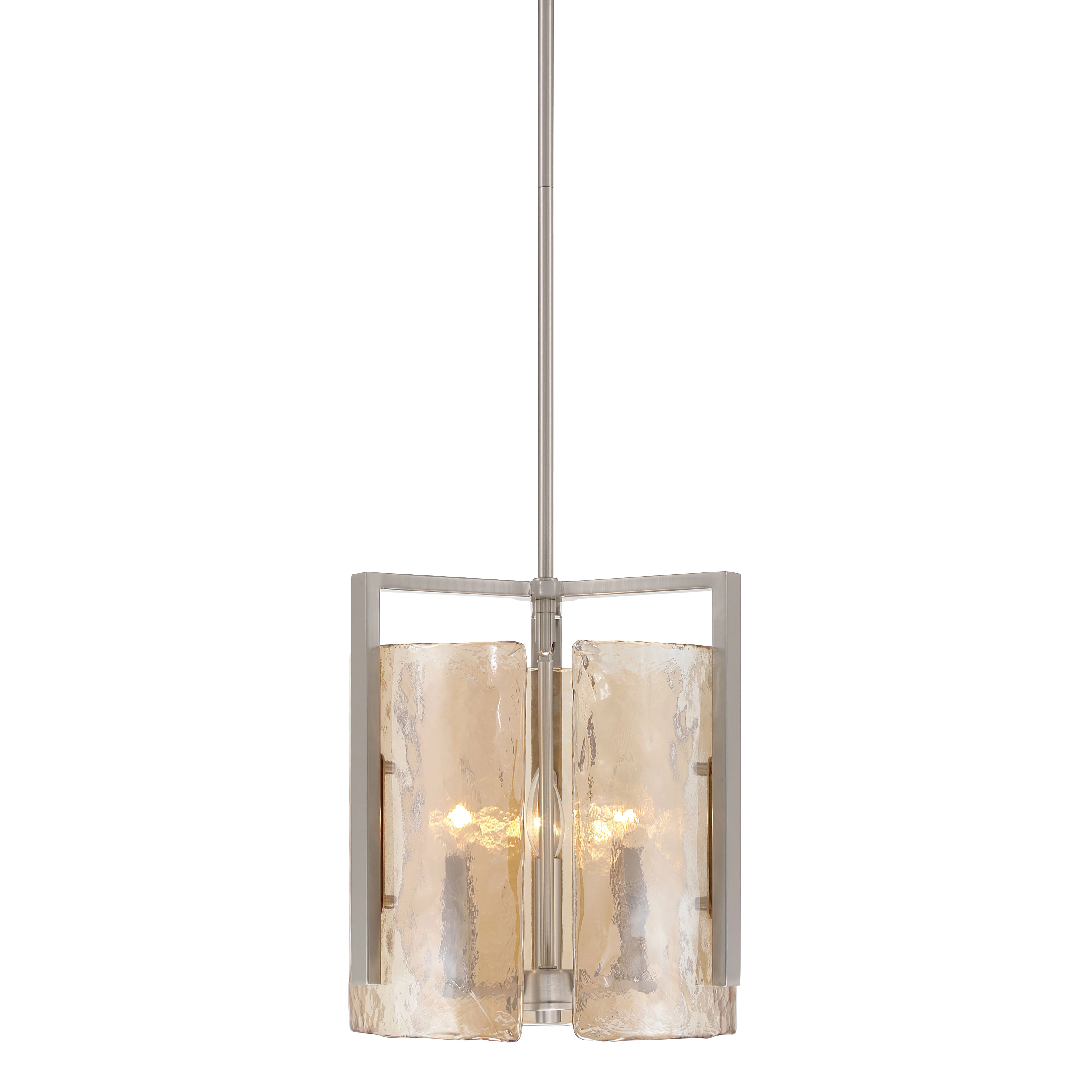 Yep by Golden Lighting Aenon 3-light Pendant in Pewter with Amber Water Glass - Image 2