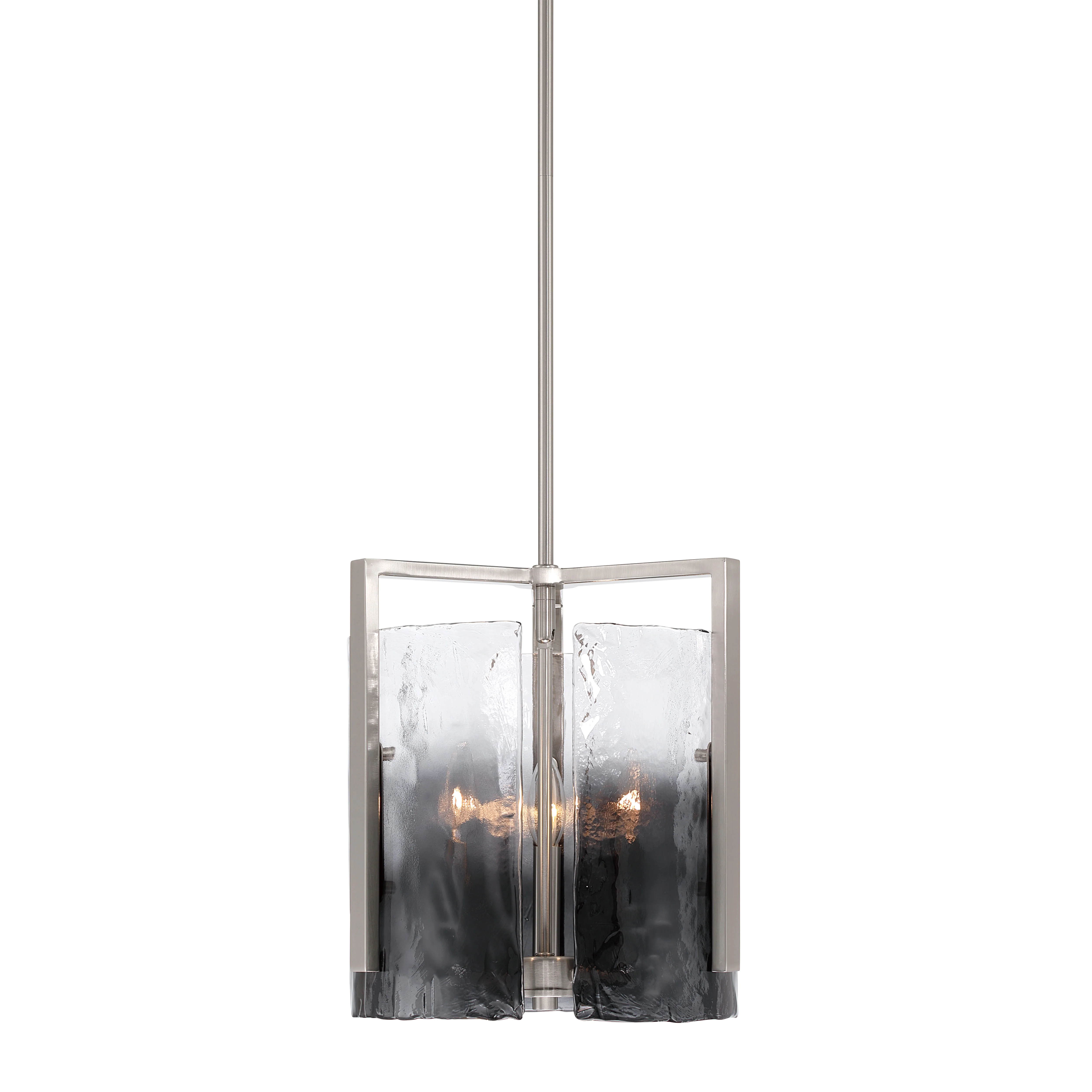 Yep by Golden Lighting Aenon 3-light Pendant in Pewter with Smokey Water Glass - Image 2