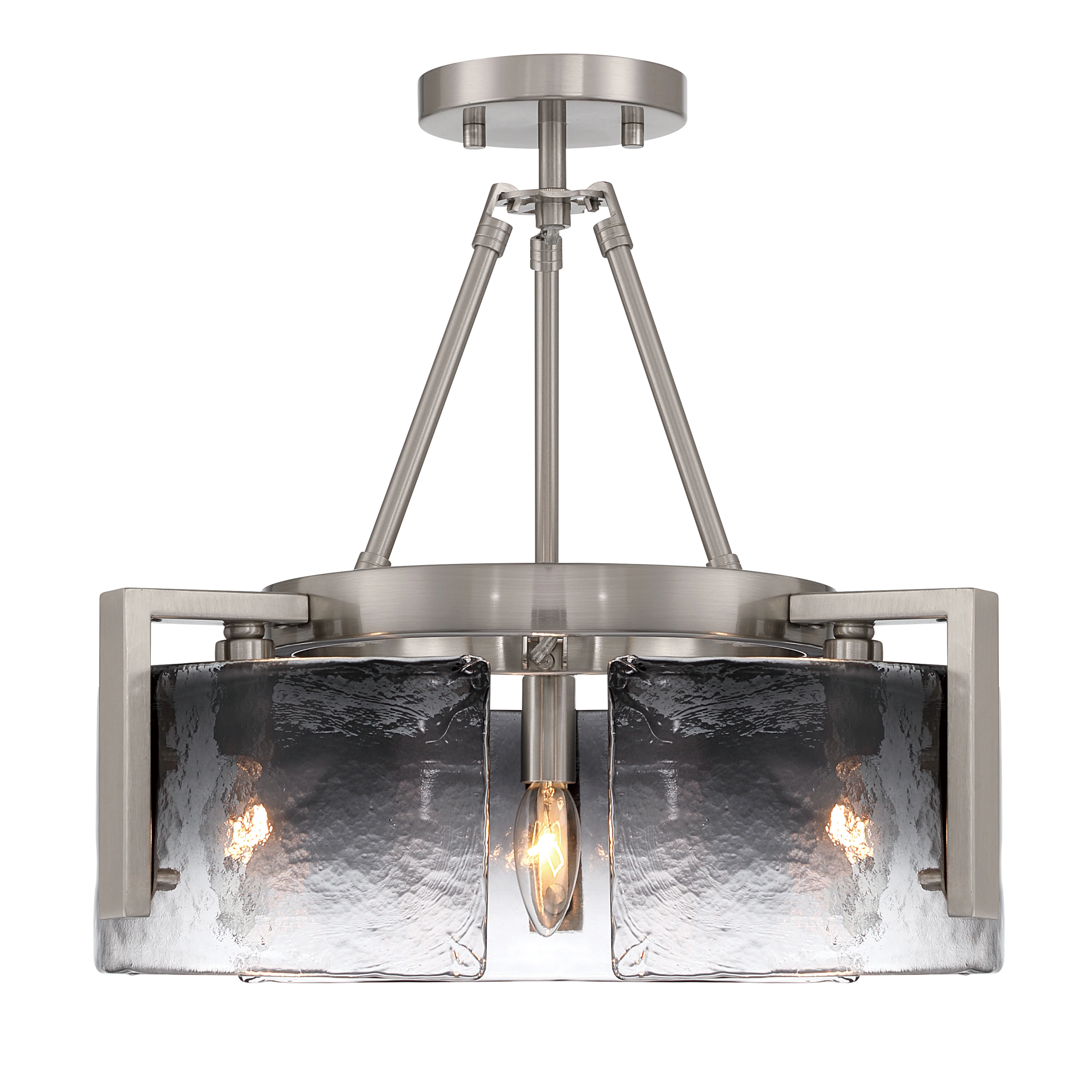 Yep by Golden Lighting Aenon 3-light Semi-Flush Mount in Pewter with Smokey Water Glass - Image 2