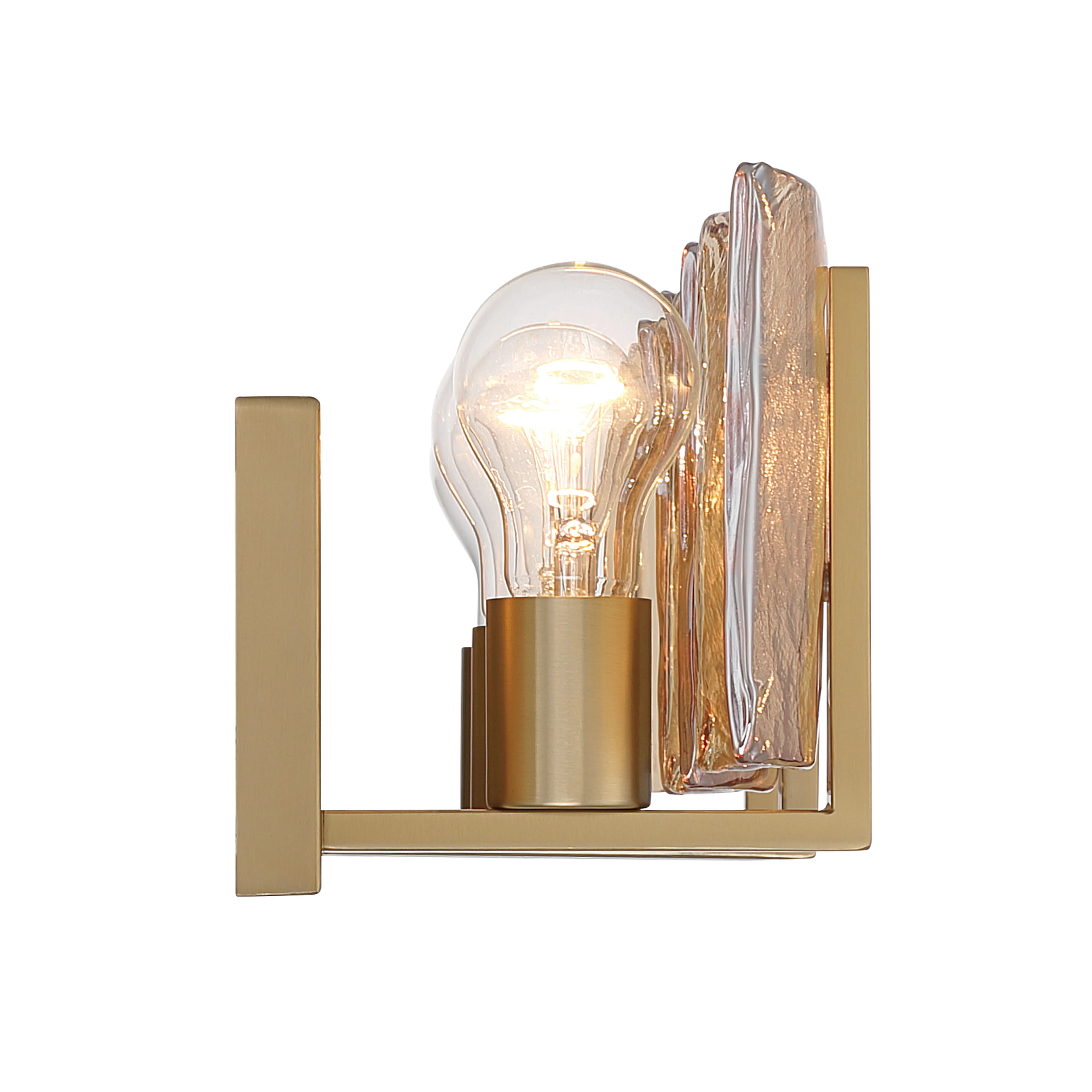 Yep by Golden Lighting Aenon 3-light Vanity in Brushed Champagne Brass with Amber Water Glass - Image 2