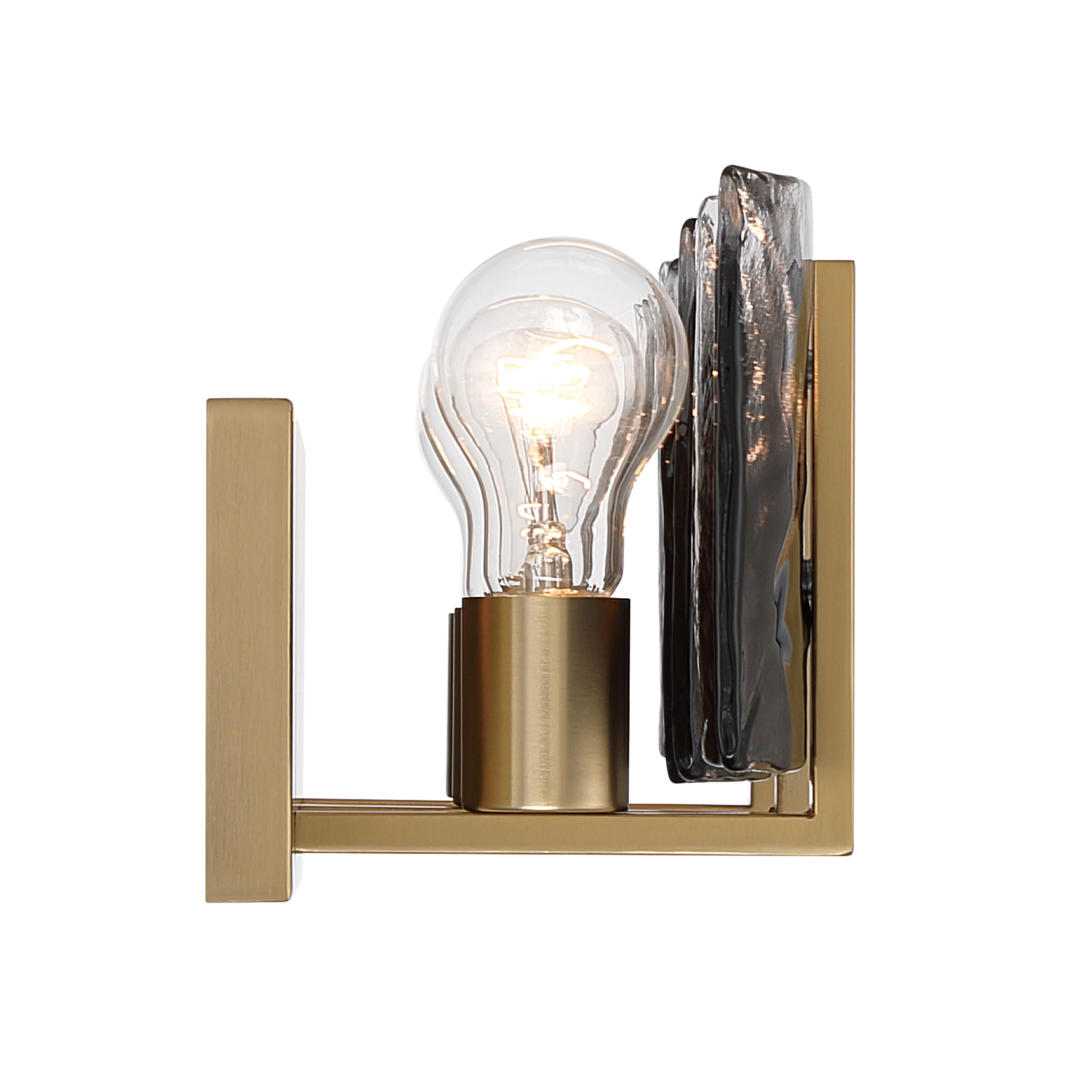 Yep by Golden Lighting Aenon 3-light Vanity in Brushed Champagne Brass with Smokey Water Glass - Image 2