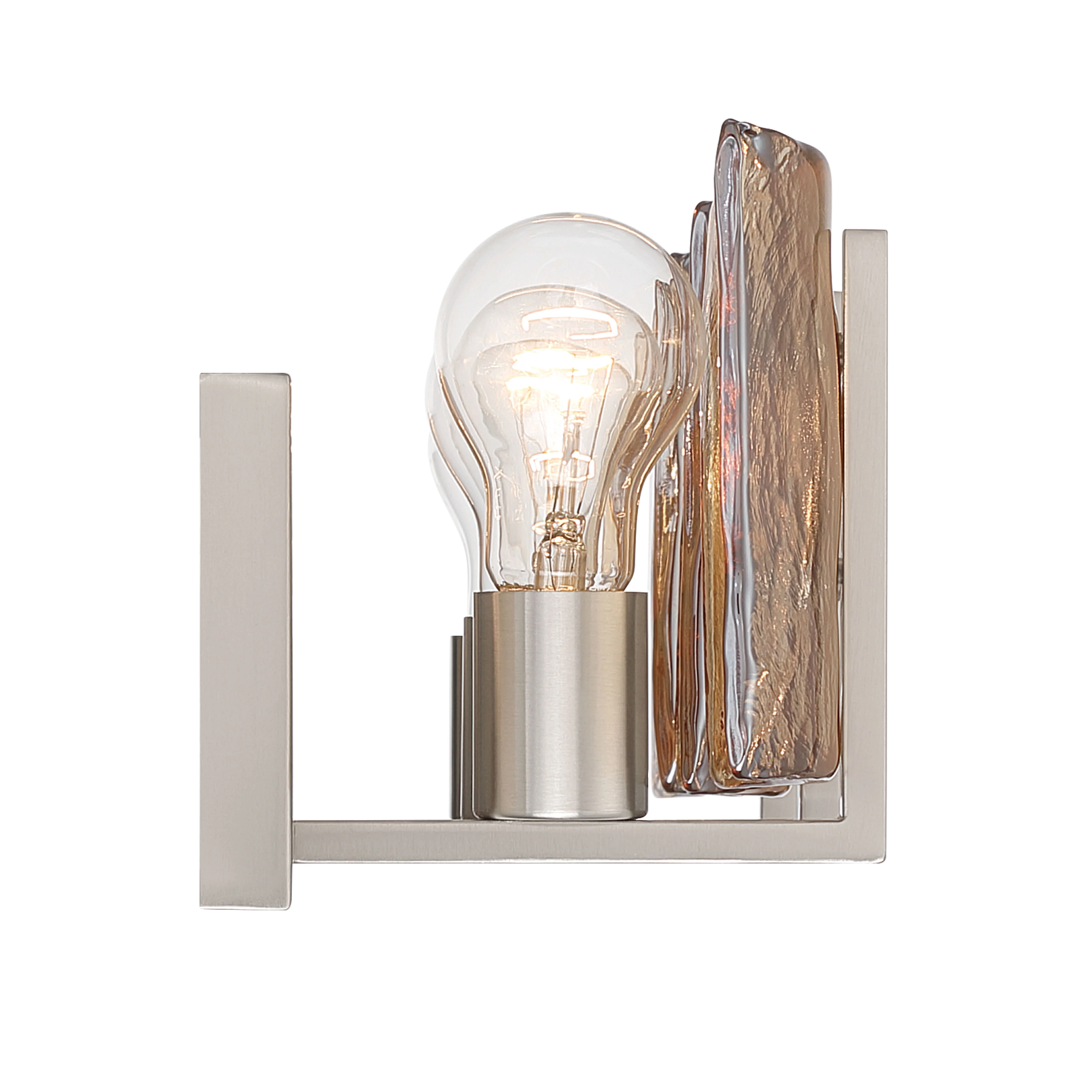Yep by Golden Lighting Aenon 3-light Vanity in Pewter with Amber Water Glass - Image 2