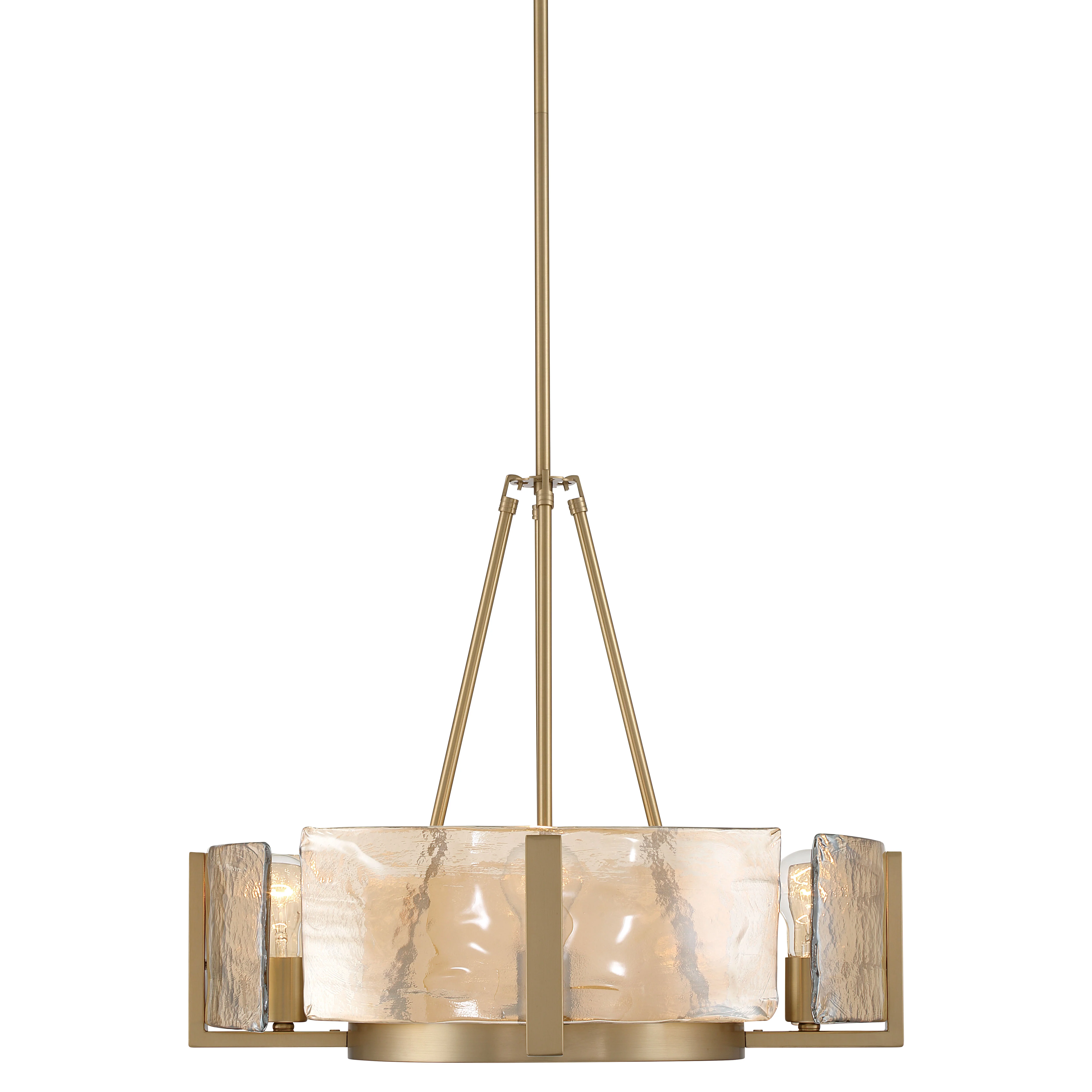 Yep by Golden Lighting Aenon 4-Light Chandelier in Brushed Champagne Brass with Amber Water Glass - Image 2