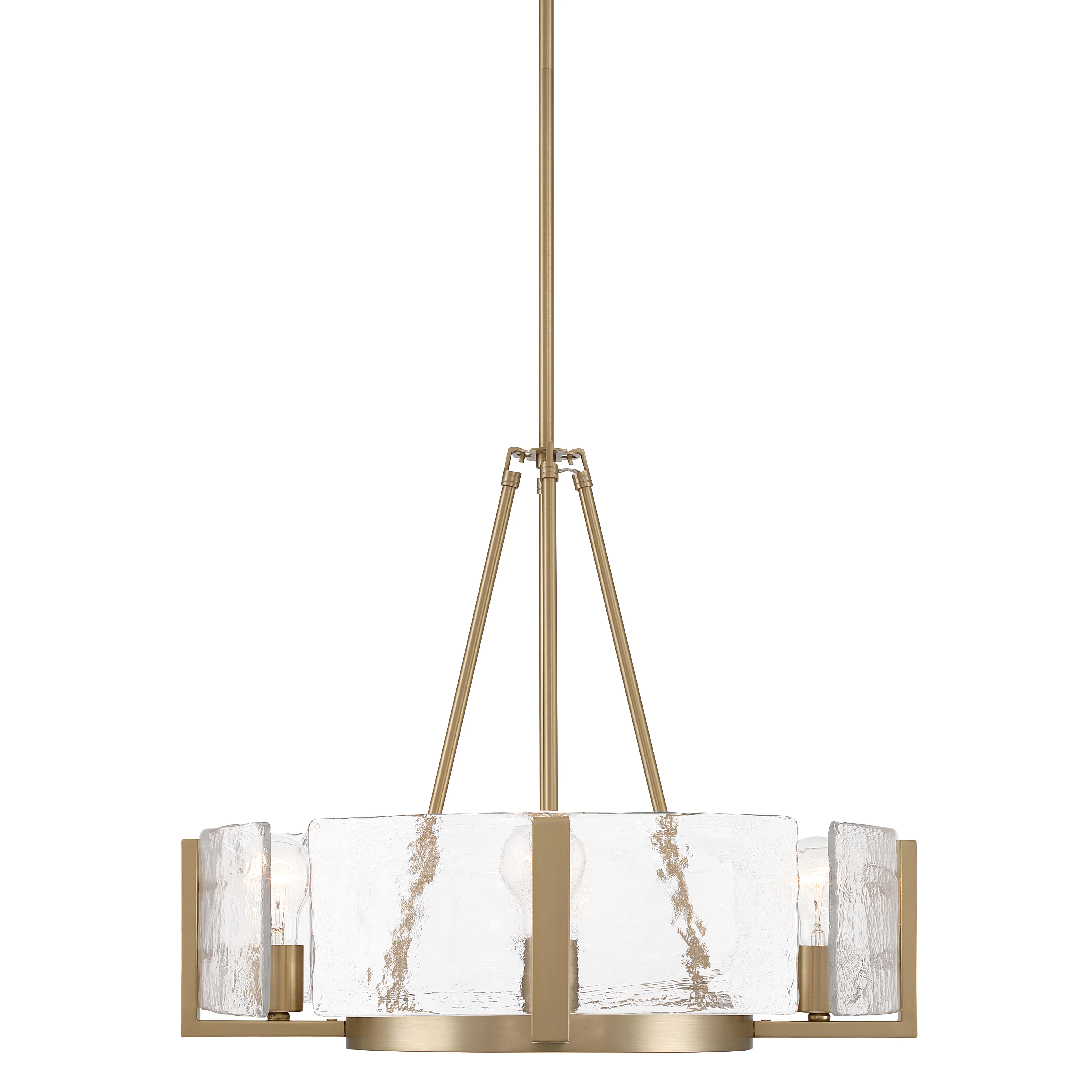 Yep by Golden Lighting Aenon 4-Light Chandelier in Brushed Champagne Brass with Hammered Water Glass - Image 2