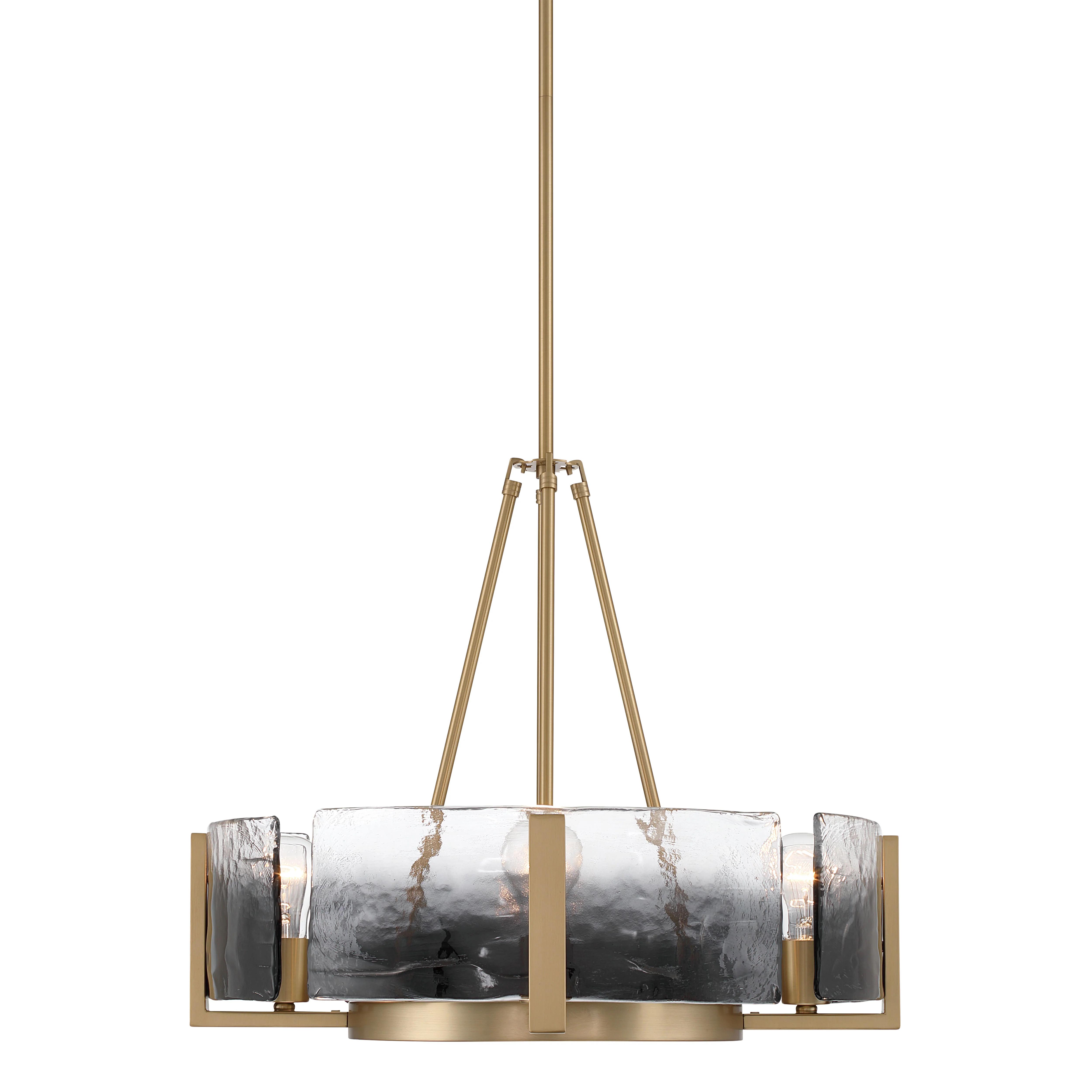 Yep by Golden Lighting Aenon 4-Light Chandelier in Brushed Champagne Brass with Smokey Water Glass - Image 2