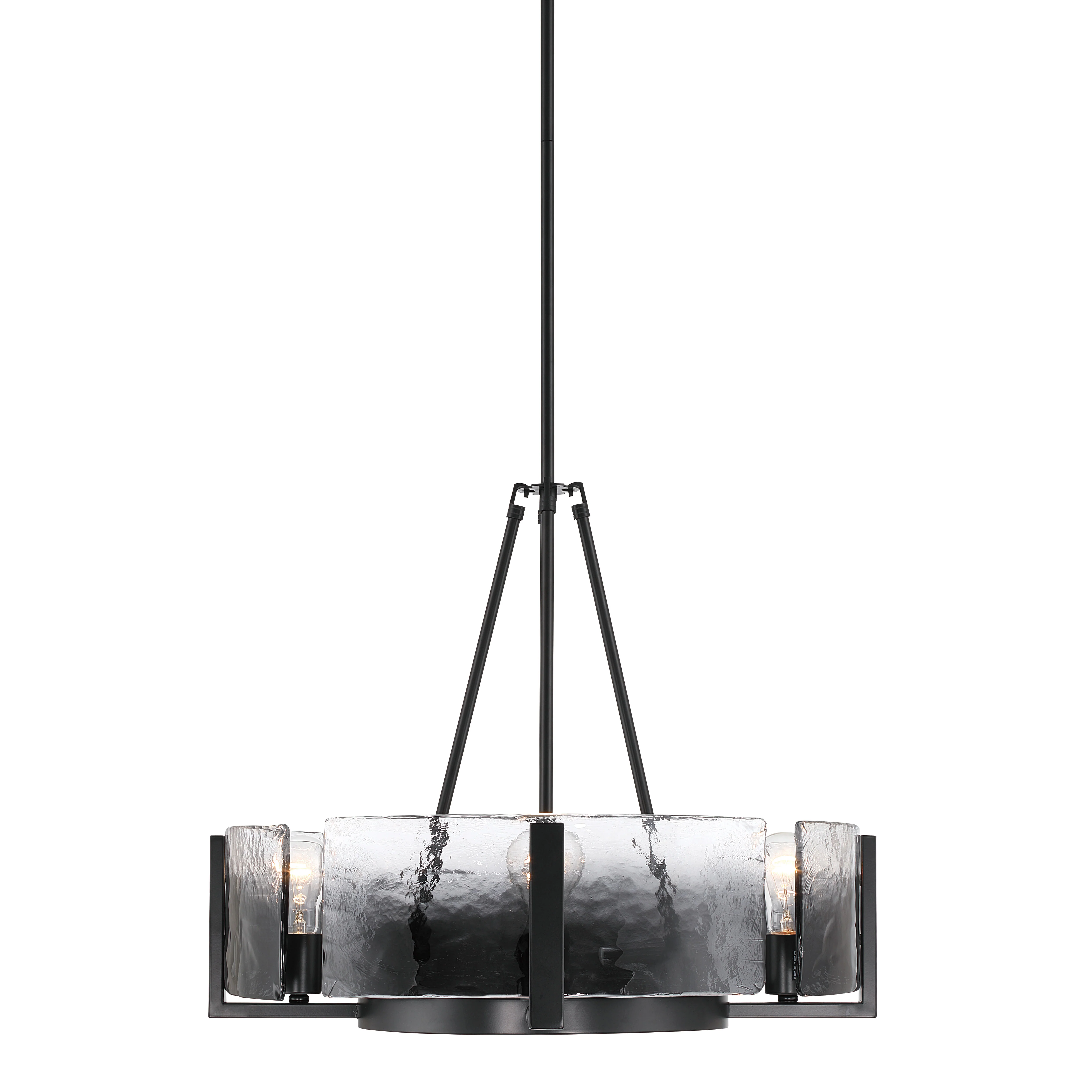 Yep by Golden Lighting Aenon 4-Light Chandelier in Matte Black with Smokey Water Glass - Image 2
