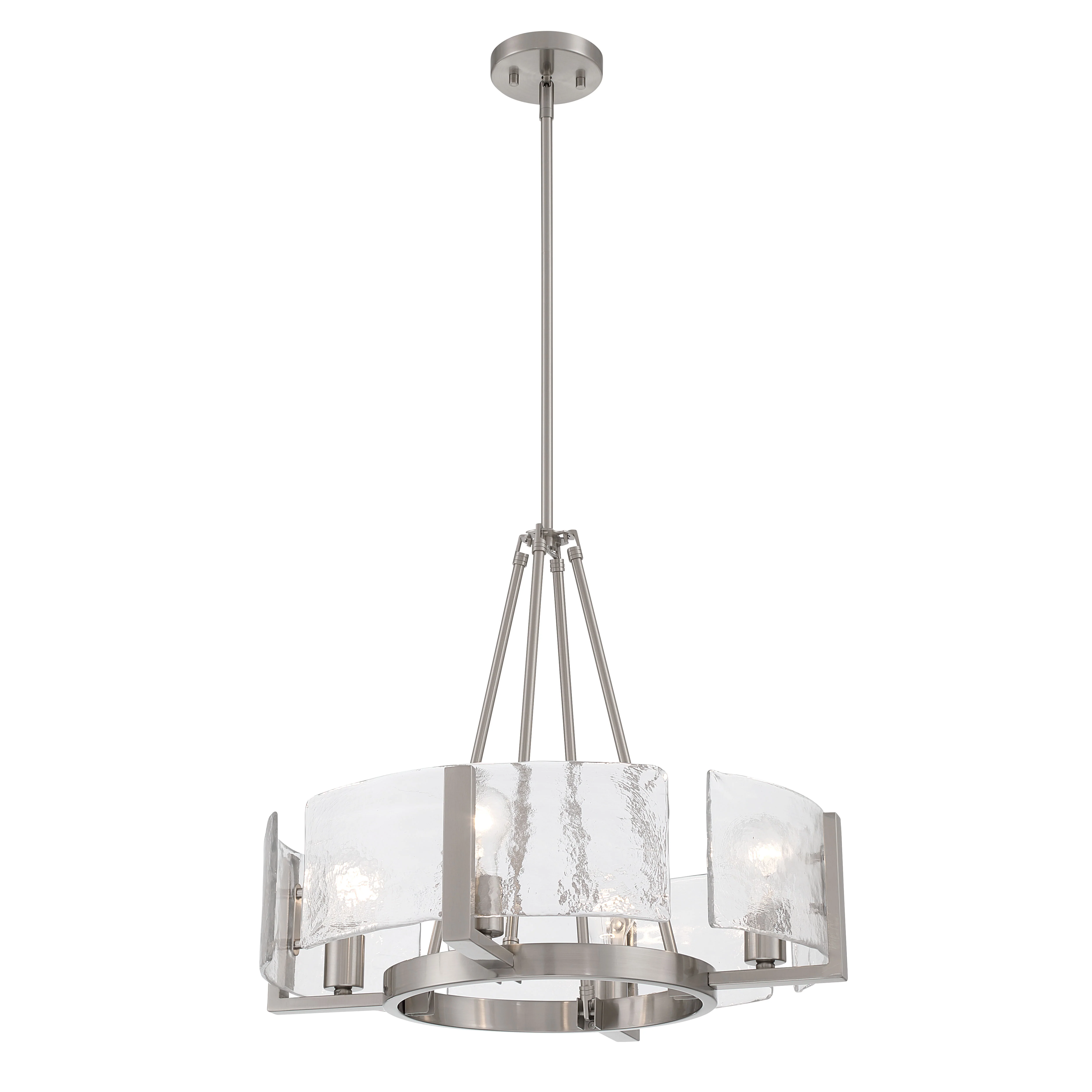 Yep by Golden Lighting Aenon 4-Light Chandelier in Pewter with Hammered Water Glass