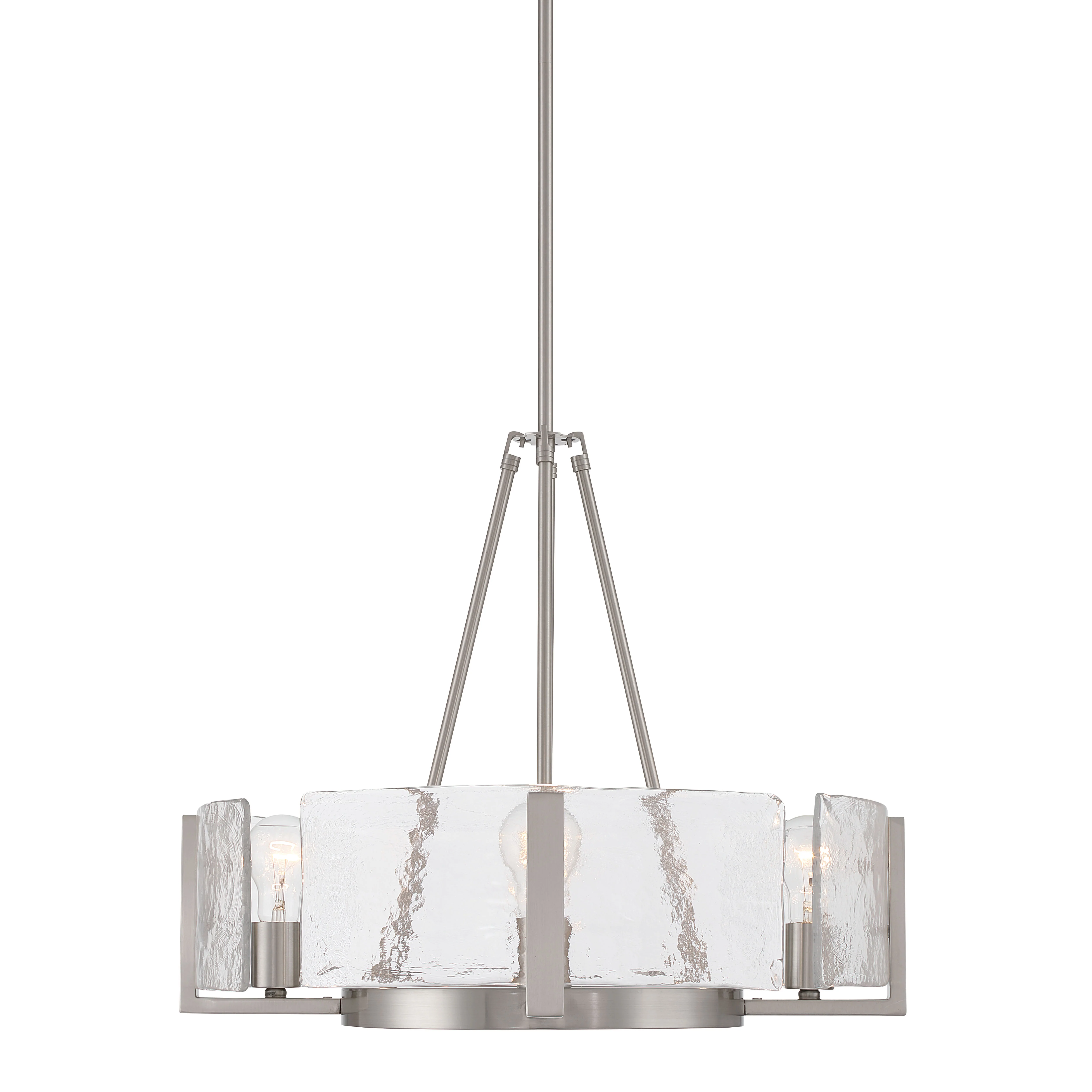 Yep by Golden Lighting Aenon 4-Light Chandelier in Pewter with Hammered Water Glass - Image 2