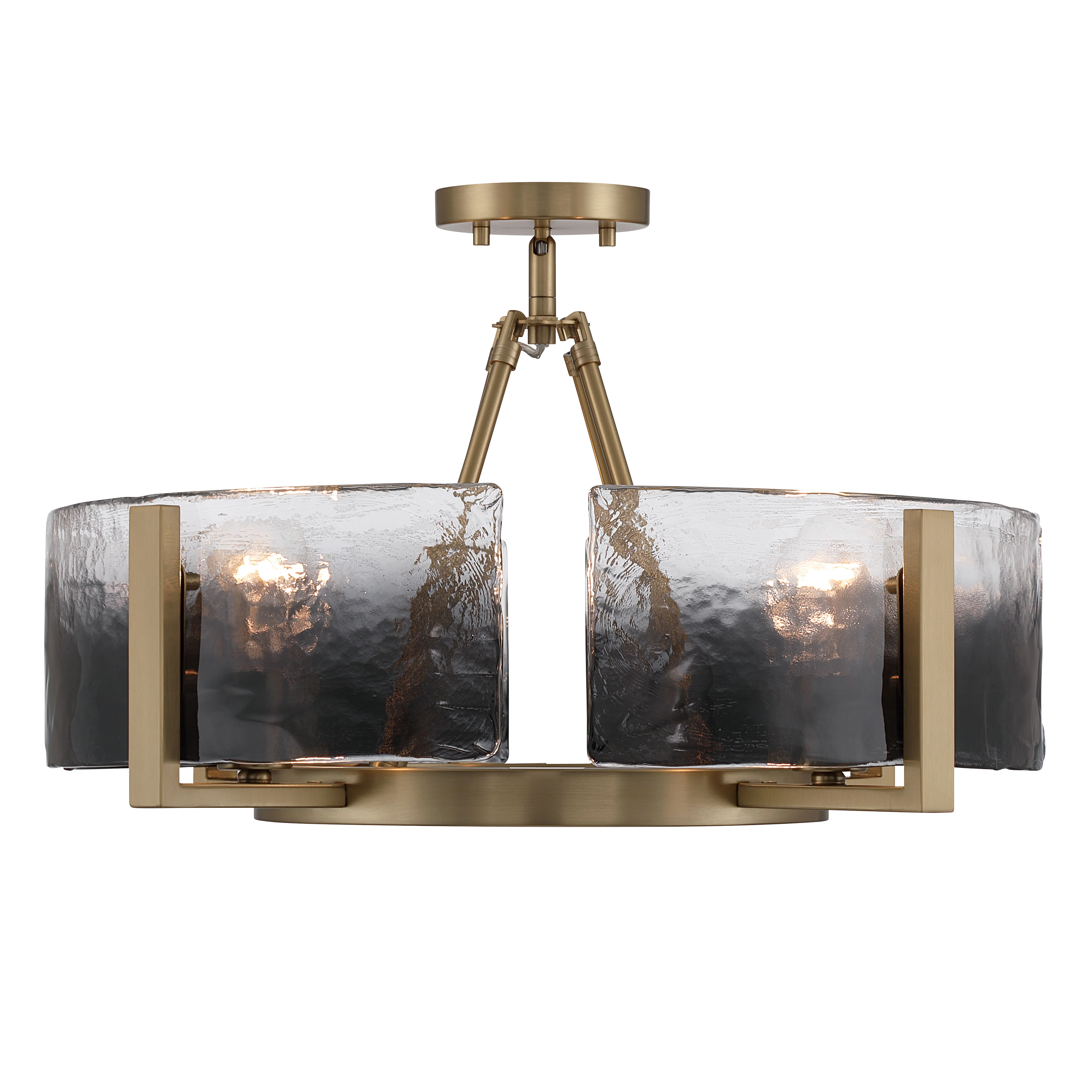 Yep by Golden Lighting Aenon 4-light Semi-Flush Mount in Brushed Champagne Brass with Smokey Water Glass - Image 2