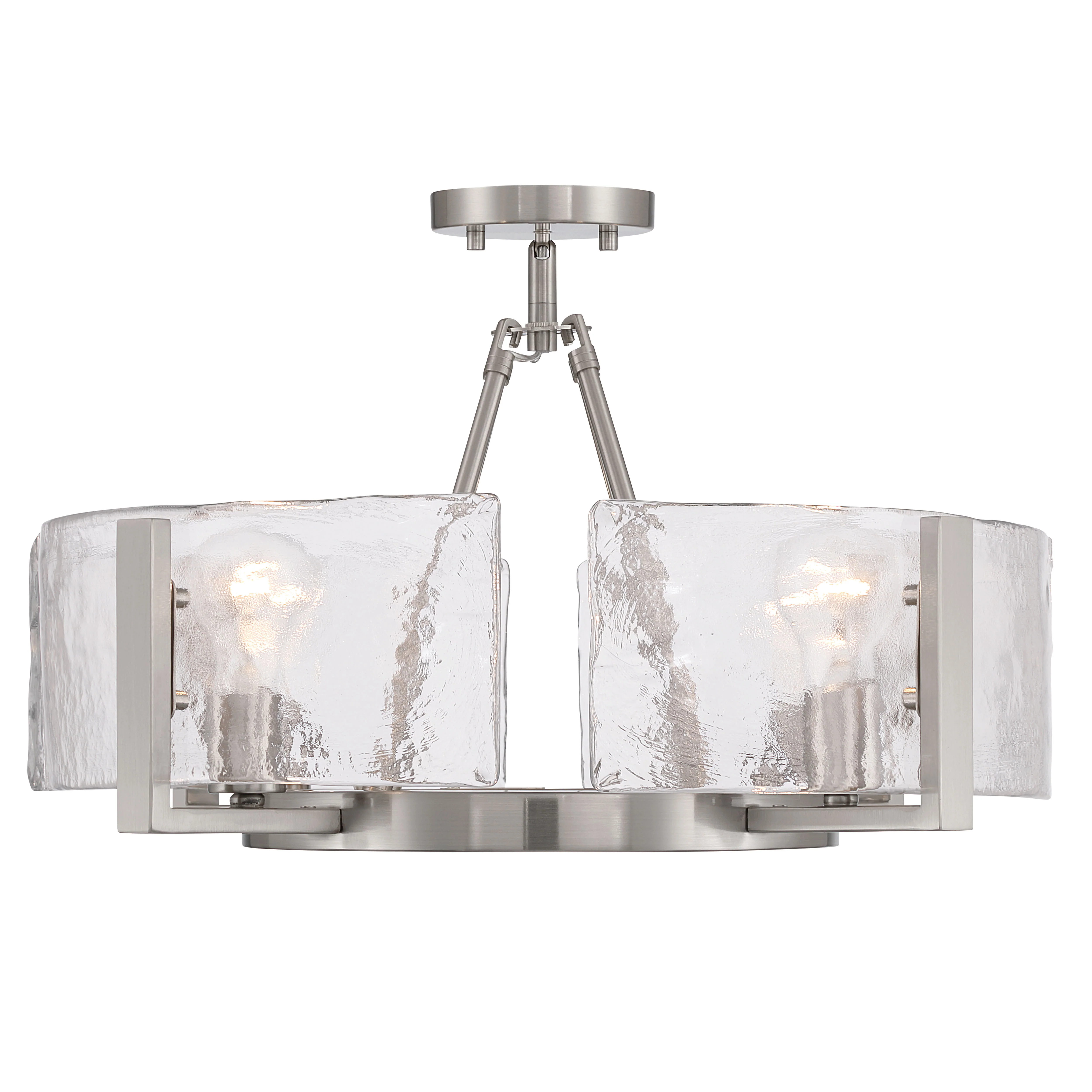 Yep by Golden Lighting Aenon 4-light Semi-Flush Mount in Pewter with Hammered Water Glass - Image 2