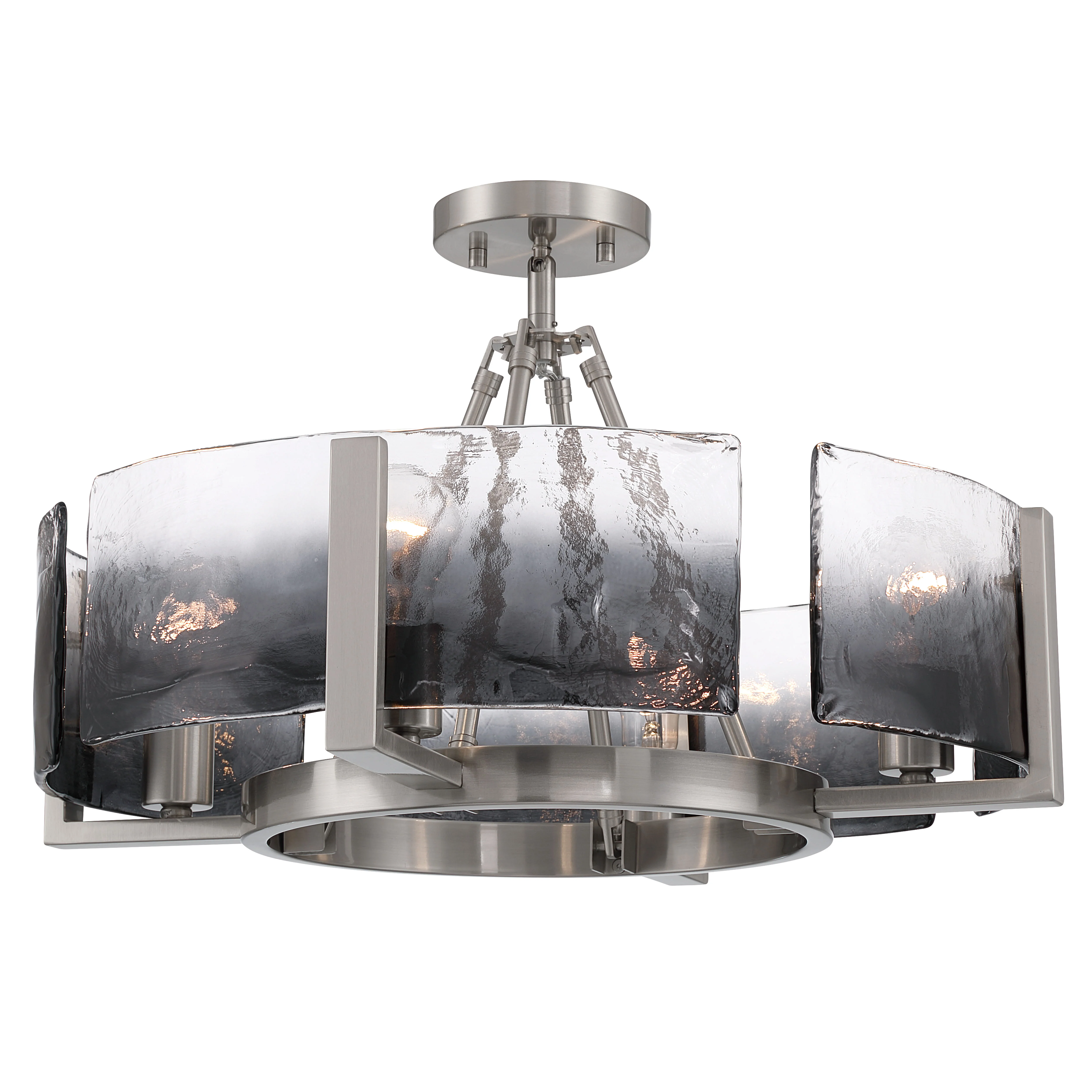Yep by Golden Lighting Aenon 4-light Semi-Flush Mount in Pewter with Smokey Water Glass