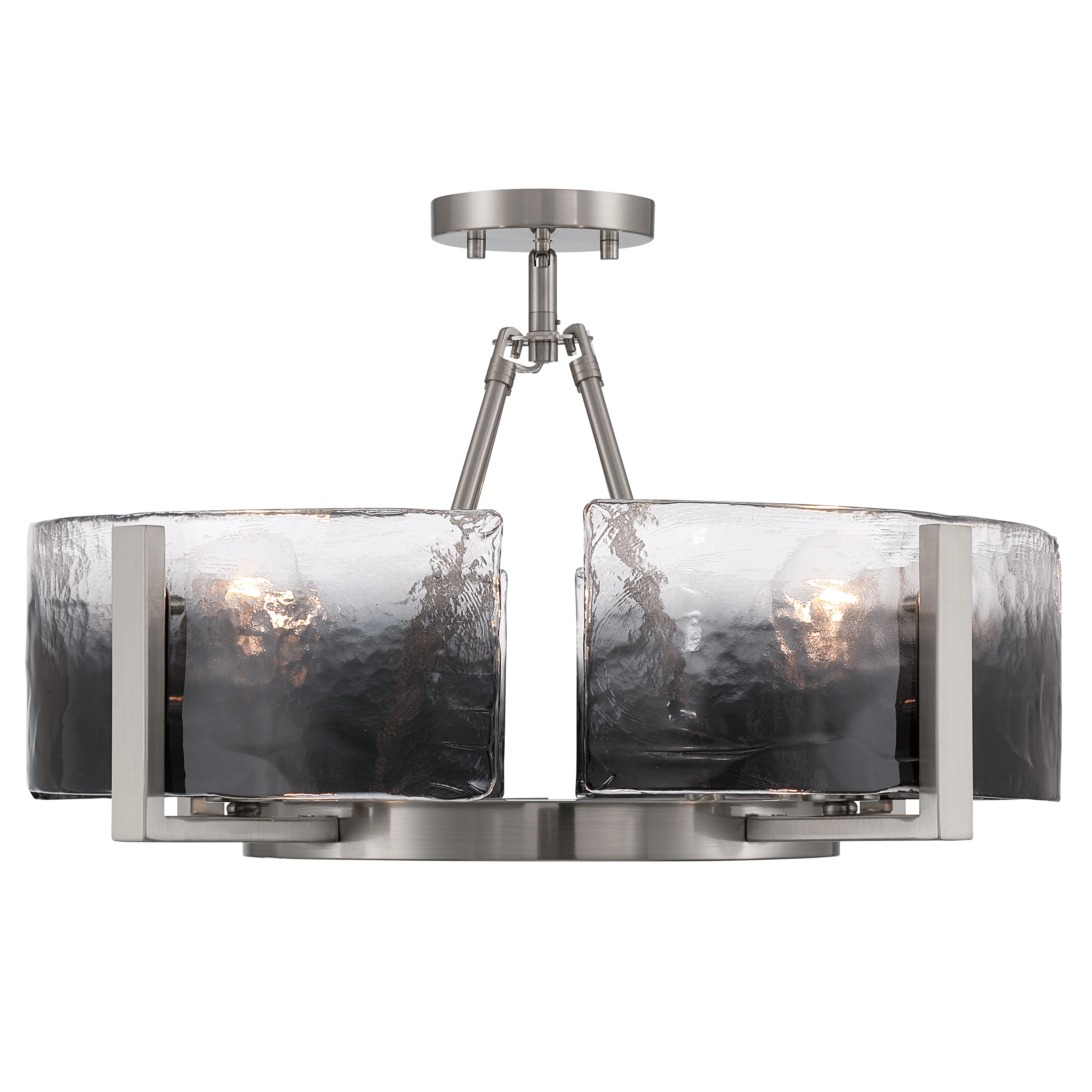 Yep by Golden Lighting Aenon 4-light Semi-Flush Mount in Pewter with Smokey Water Glass - Image 2