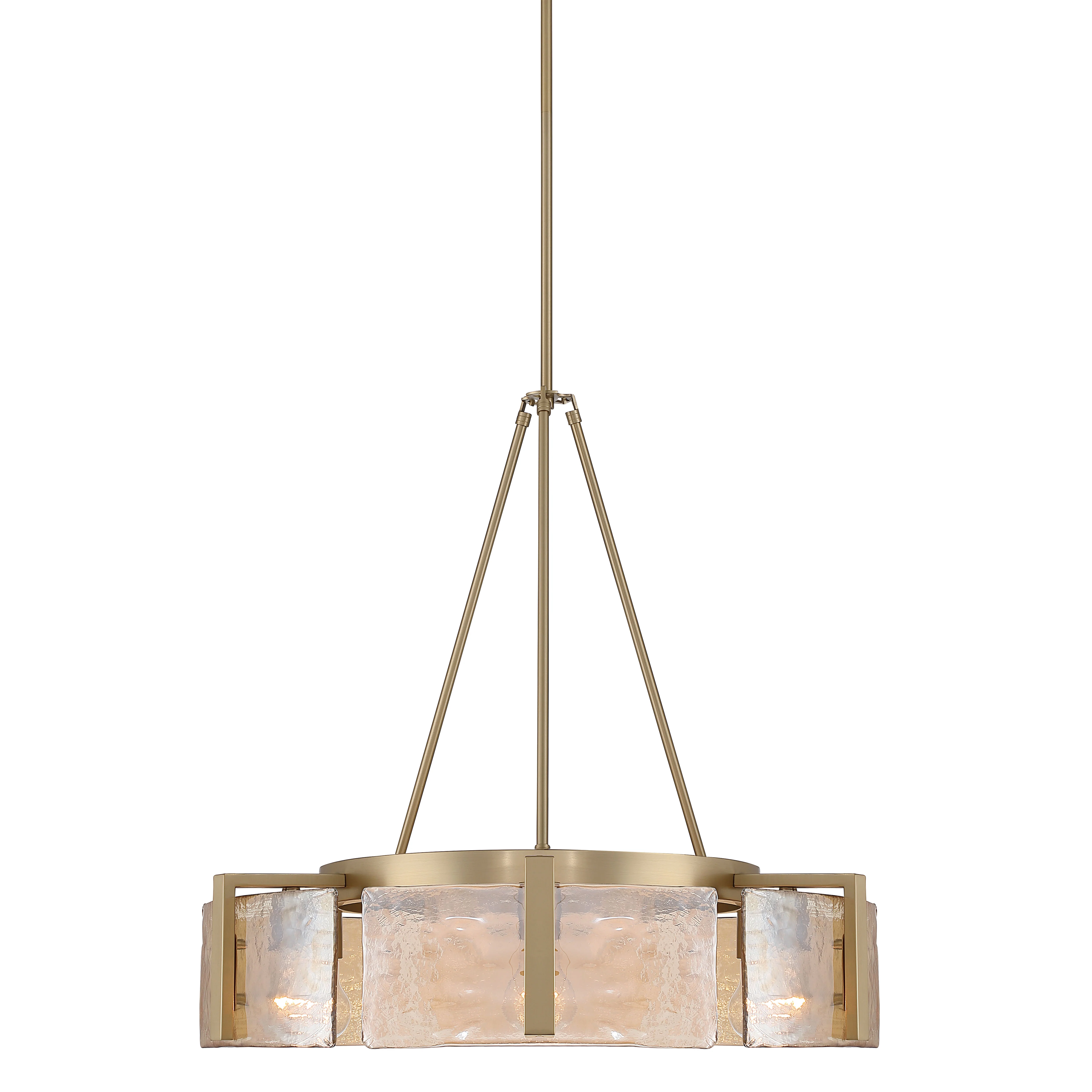 Yep by Golden Lighting Aenon 6-light Chandelier in Brushed Champagne Brass with Amber Water Glass - Image 2