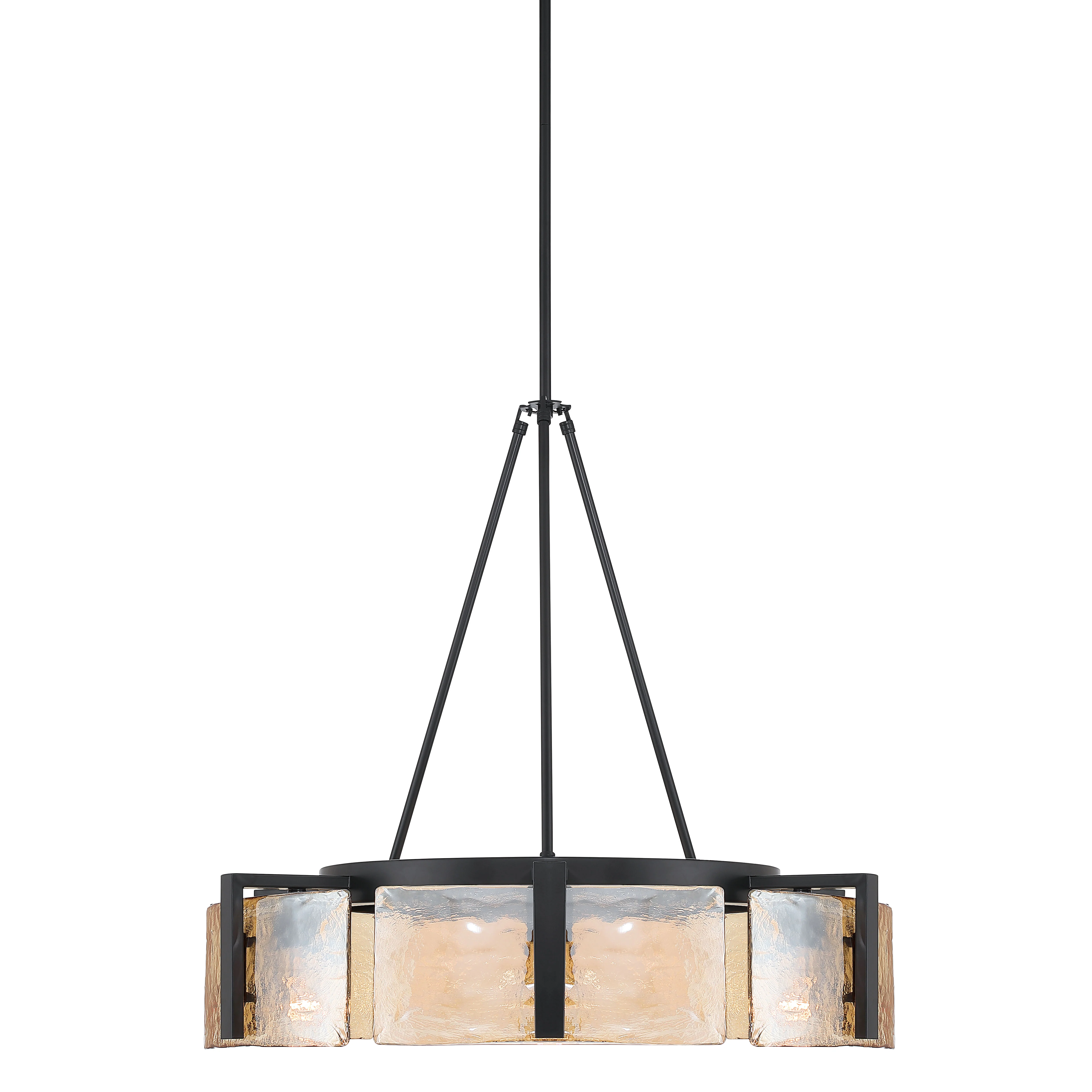 Yep by Golden Lighting Aenon 6-light Chandelier in Matte Black with Amber Water Glass - Image 2