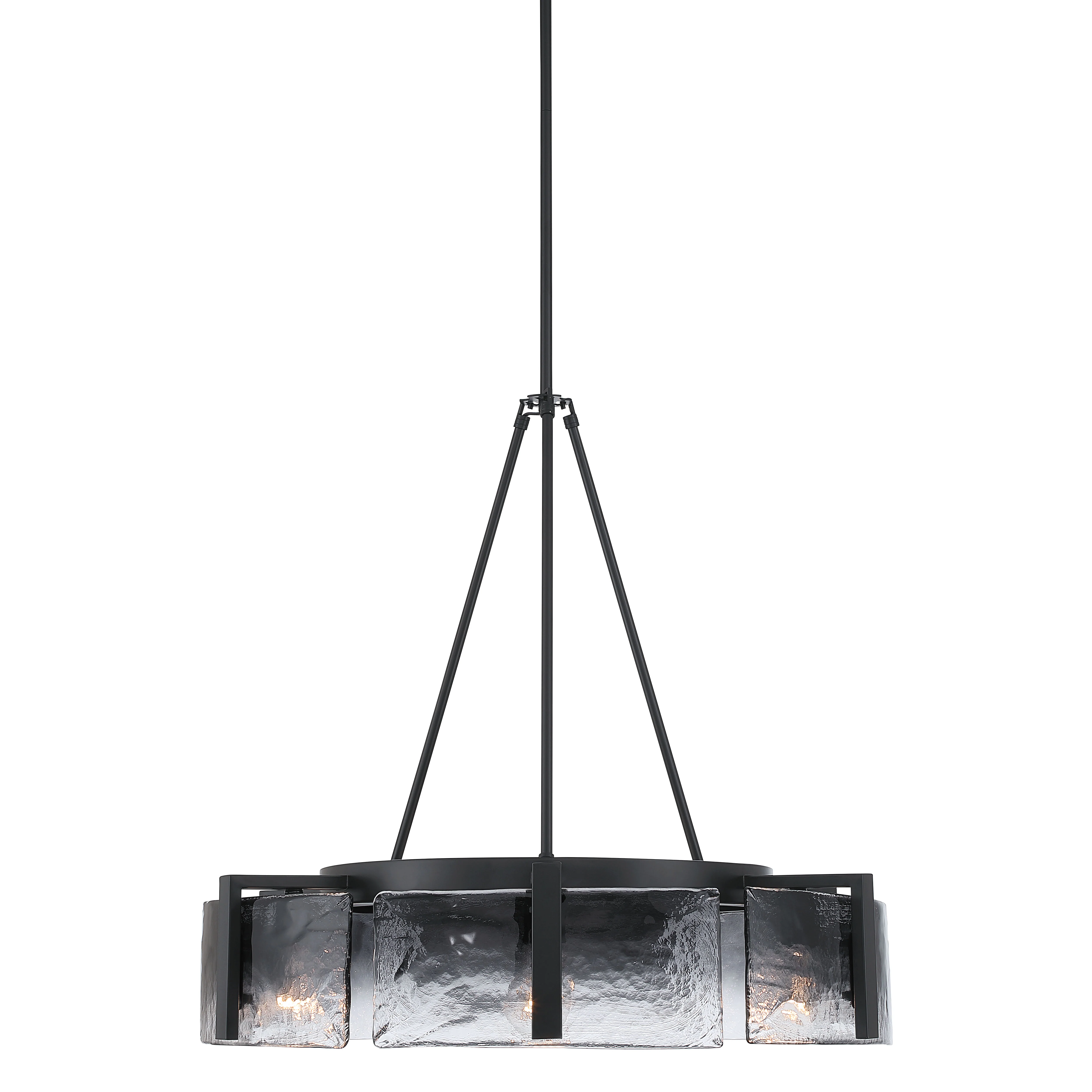 Yep by Golden Lighting Aenon 6-light Chandelier in Matte Black with Smokey Water Glass - Image 2