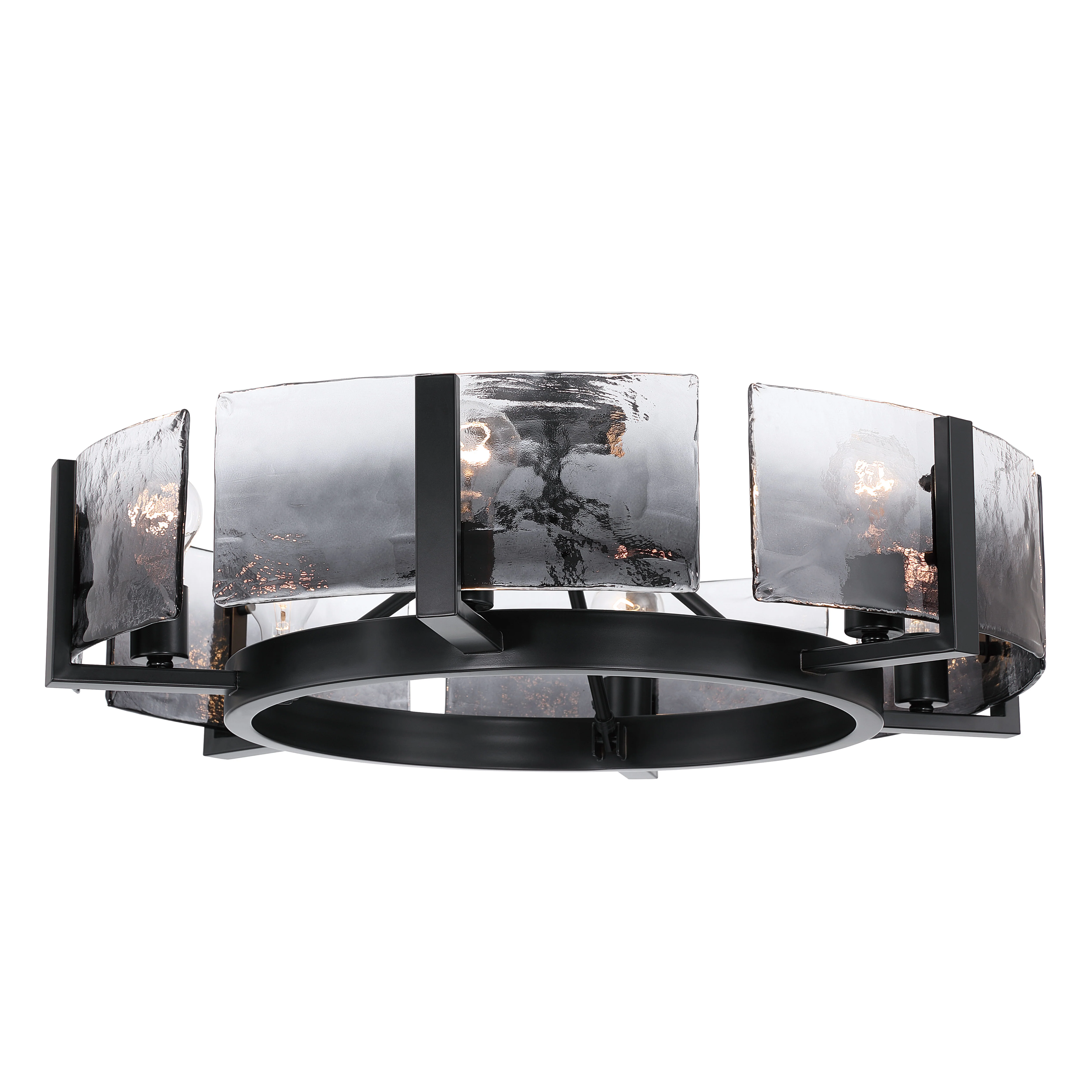 Yep by Golden Lighting Aenon 6-light Semi-Flush Mount in Matte Black with Smokey Water Glass