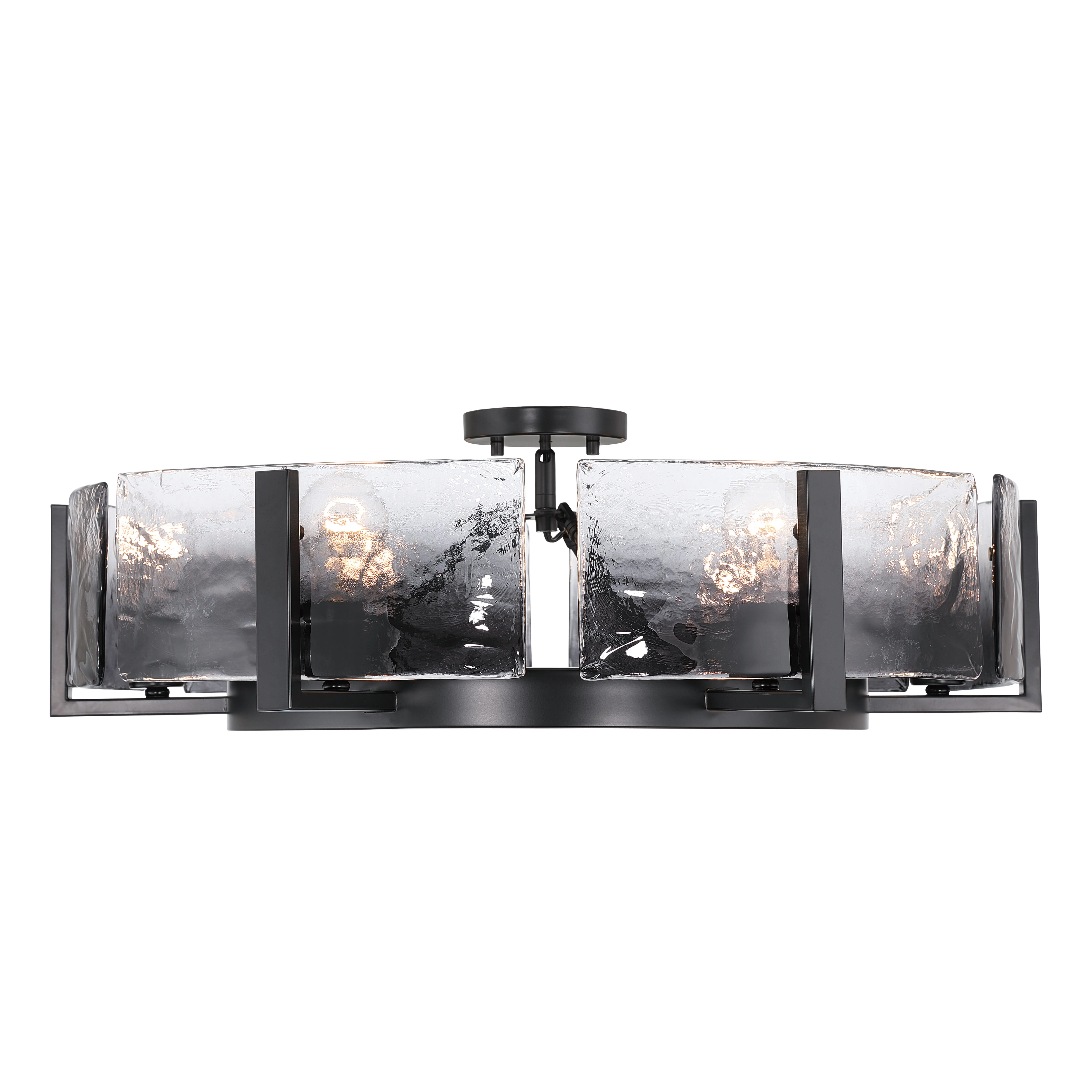 Yep by Golden Lighting Aenon 6-light Semi-Flush Mount in Matte Black with Smokey Water Glass - Image 2