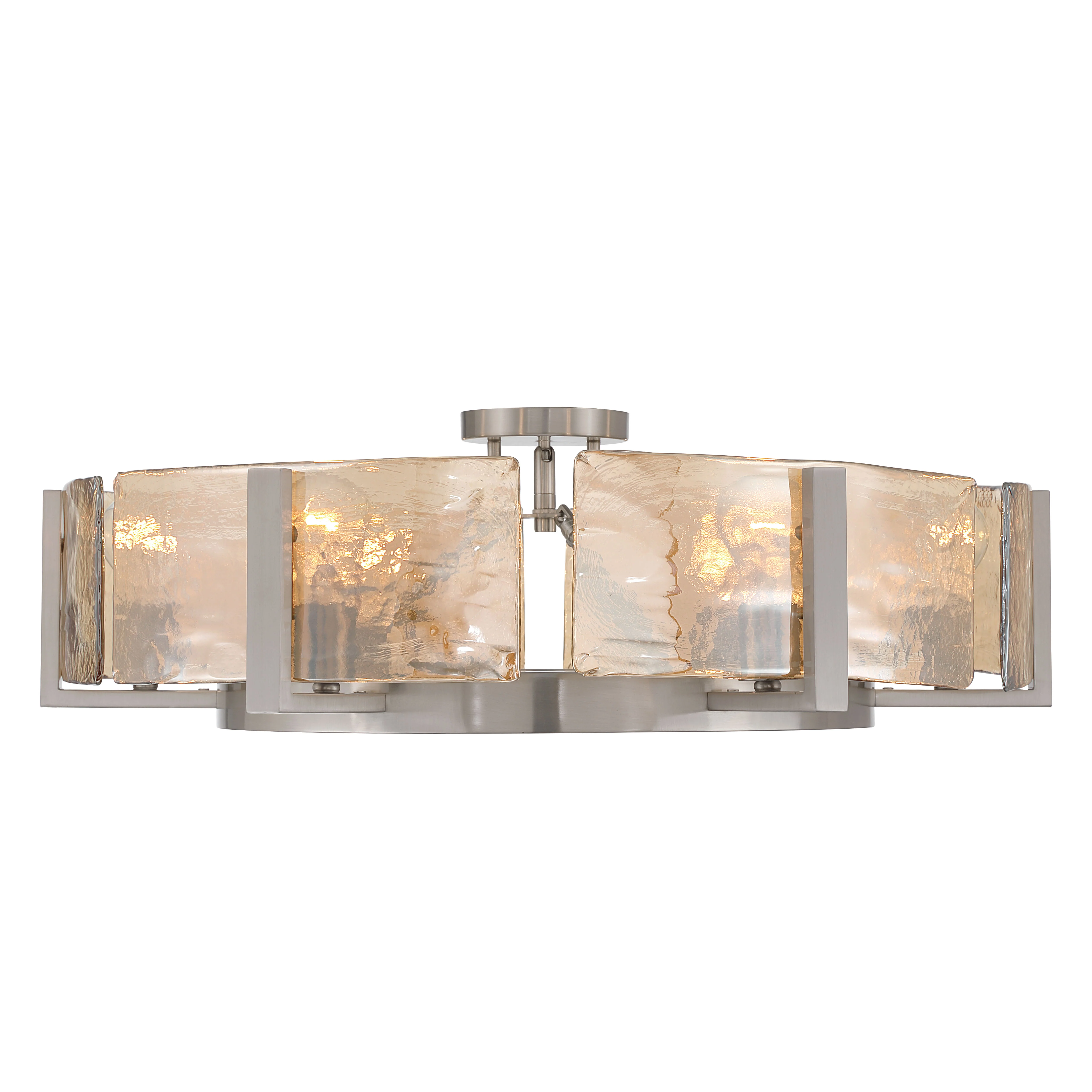 Yep by Golden Lighting Aenon 6-light Semi-Flush Mount in Pewter with Amber Water Glass - Image 2