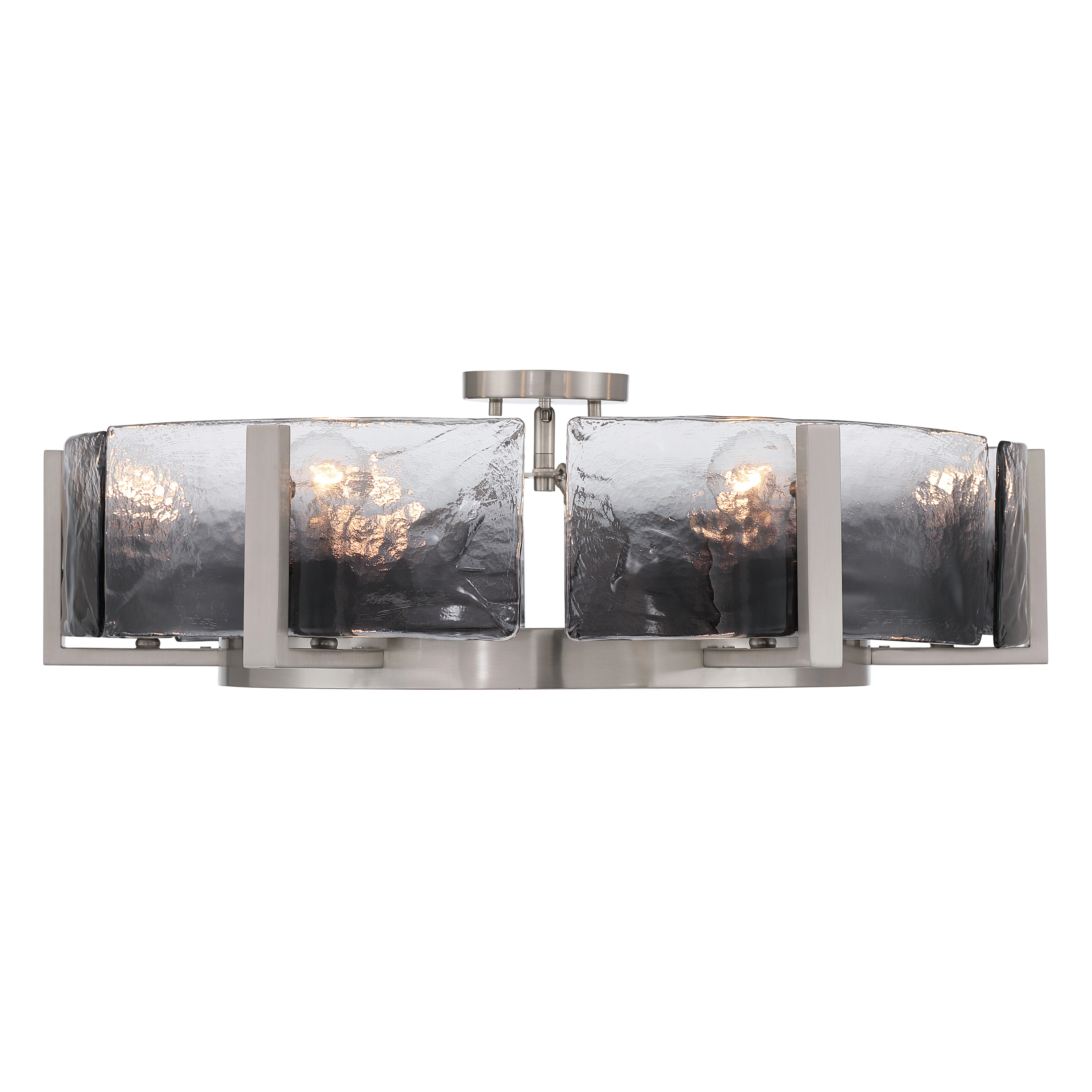 Yep by Golden Lighting Aenon 6-light Semi-Flush Mount in Pewter with Smokey Water Glass - Image 2