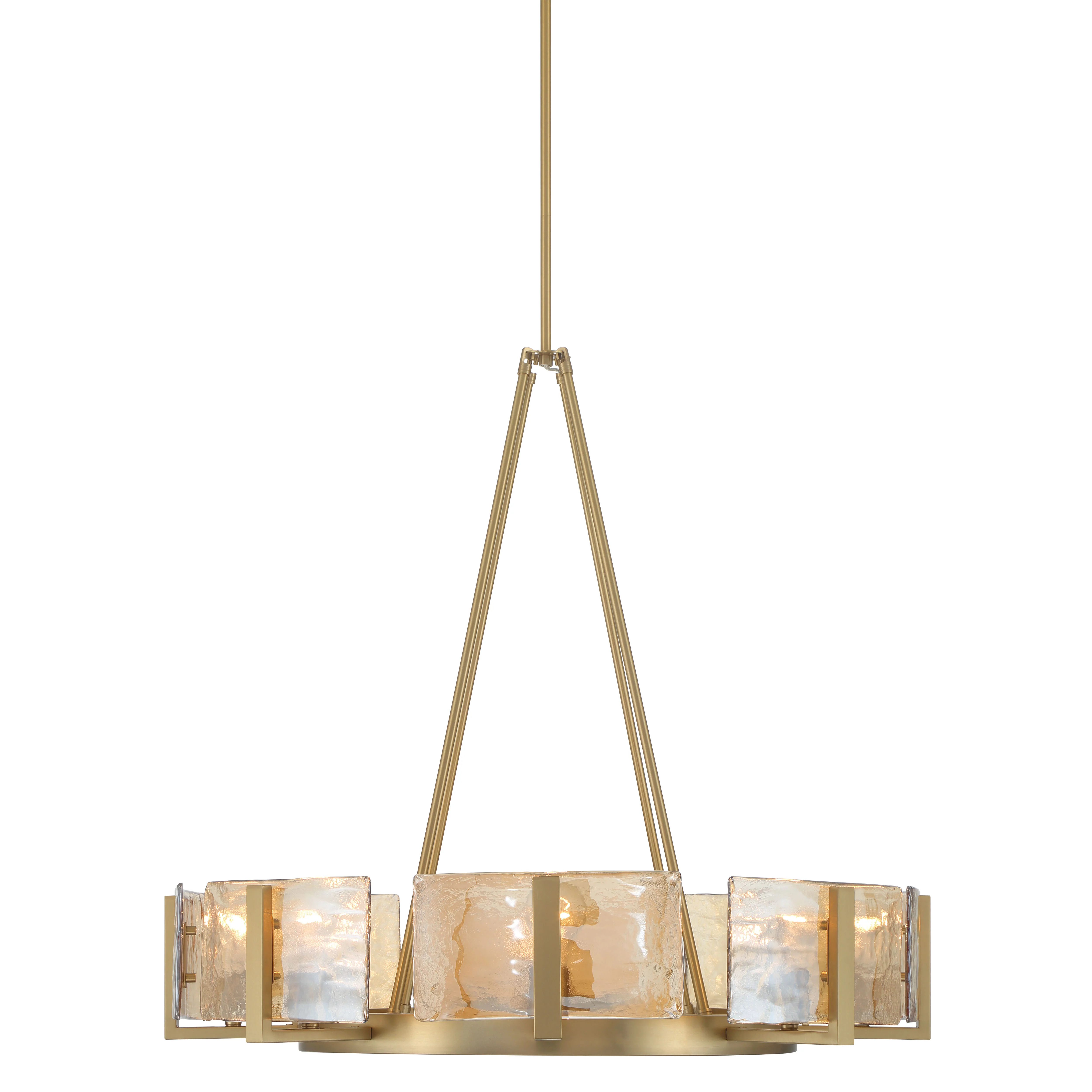 Yep by Golden Lighting Aenon 8-Light Chandelier in Brushed Champagne Brass with Amber Water Glass - Image 2