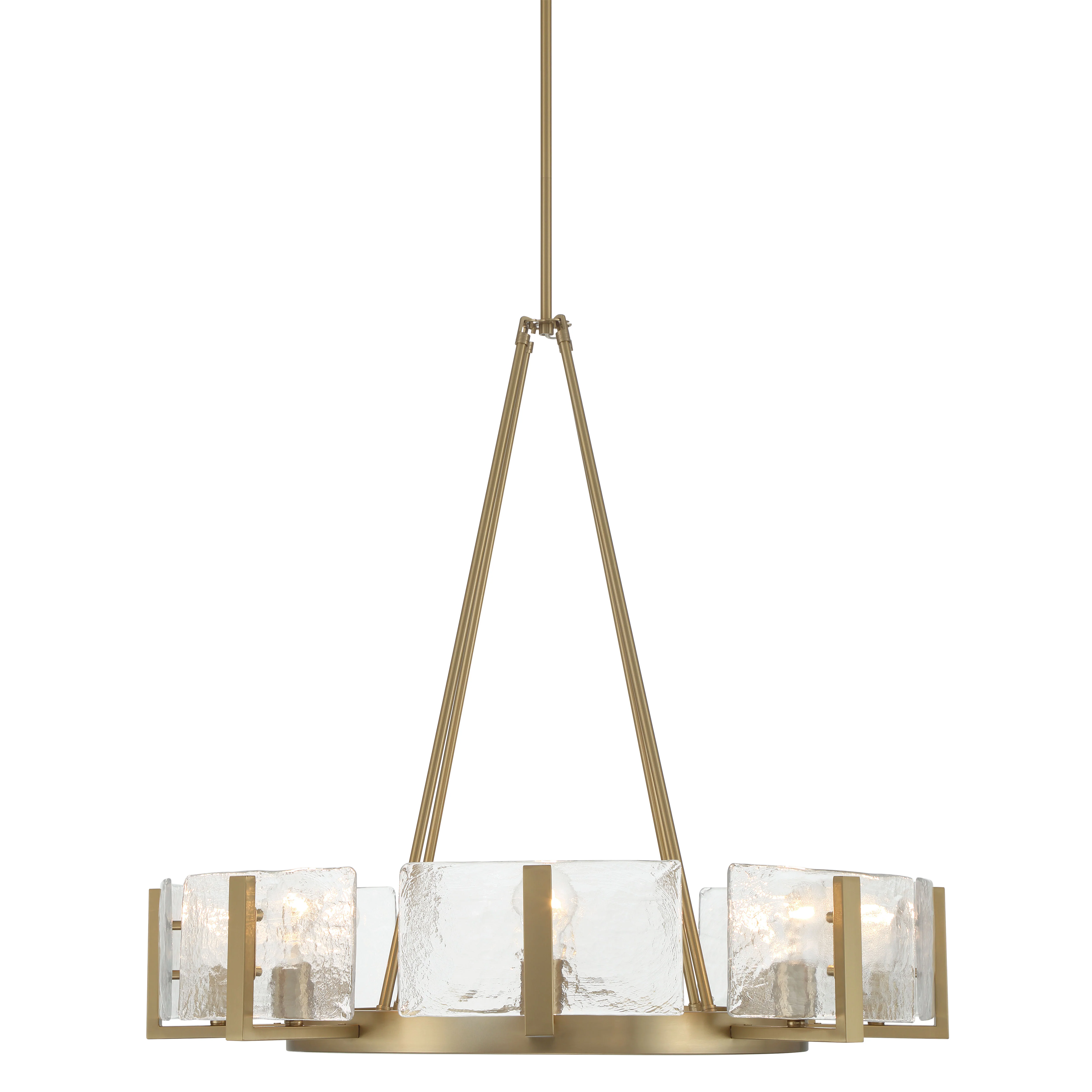 Yep by Golden Lighting Aenon 8-Light Chandelier in Brushed Champagne Brass with Hammered Water Glass - Image 2