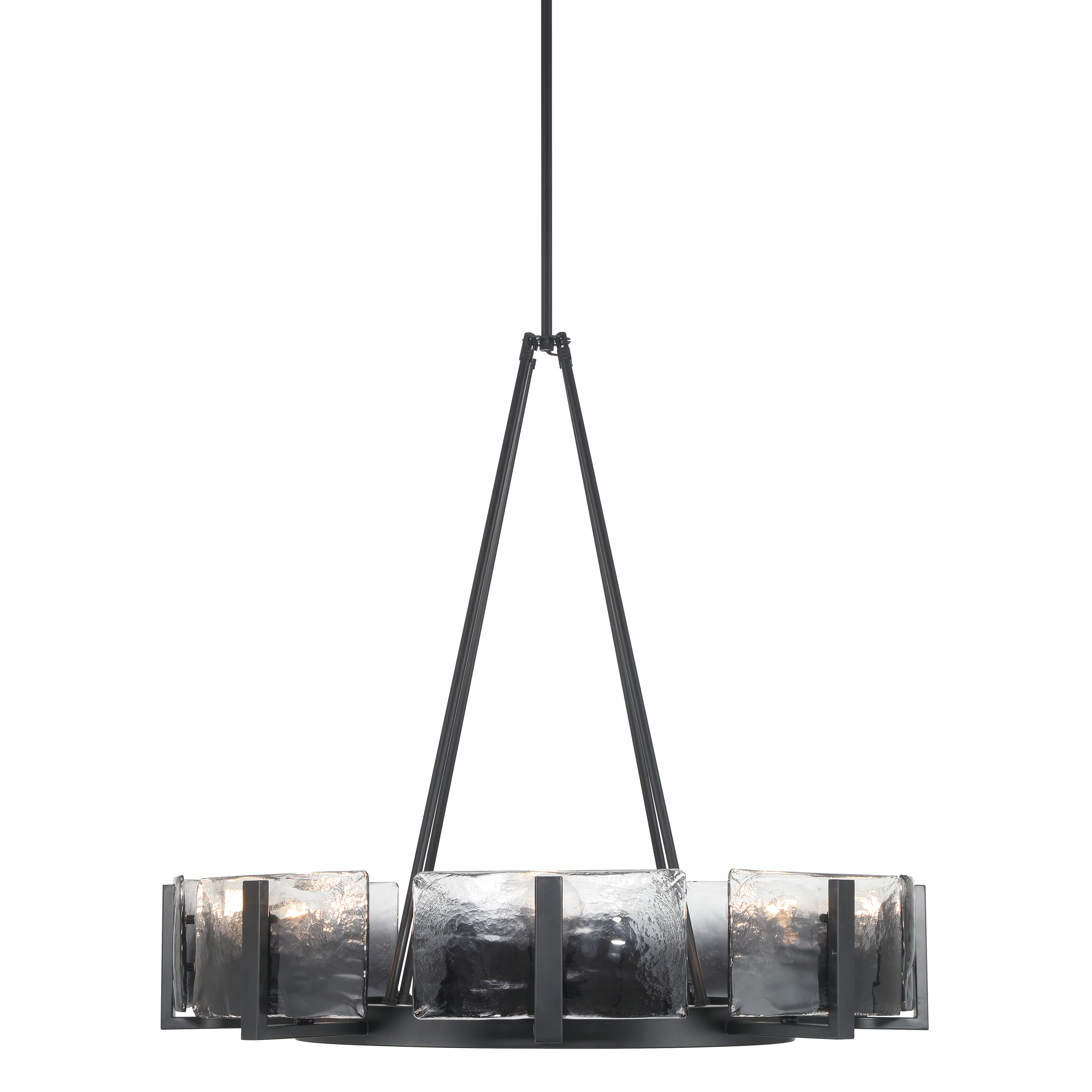 Yep by Golden Lighting Aenon 8-Light Chandelier in Matte Black with Smokey Water Glass - Image 2