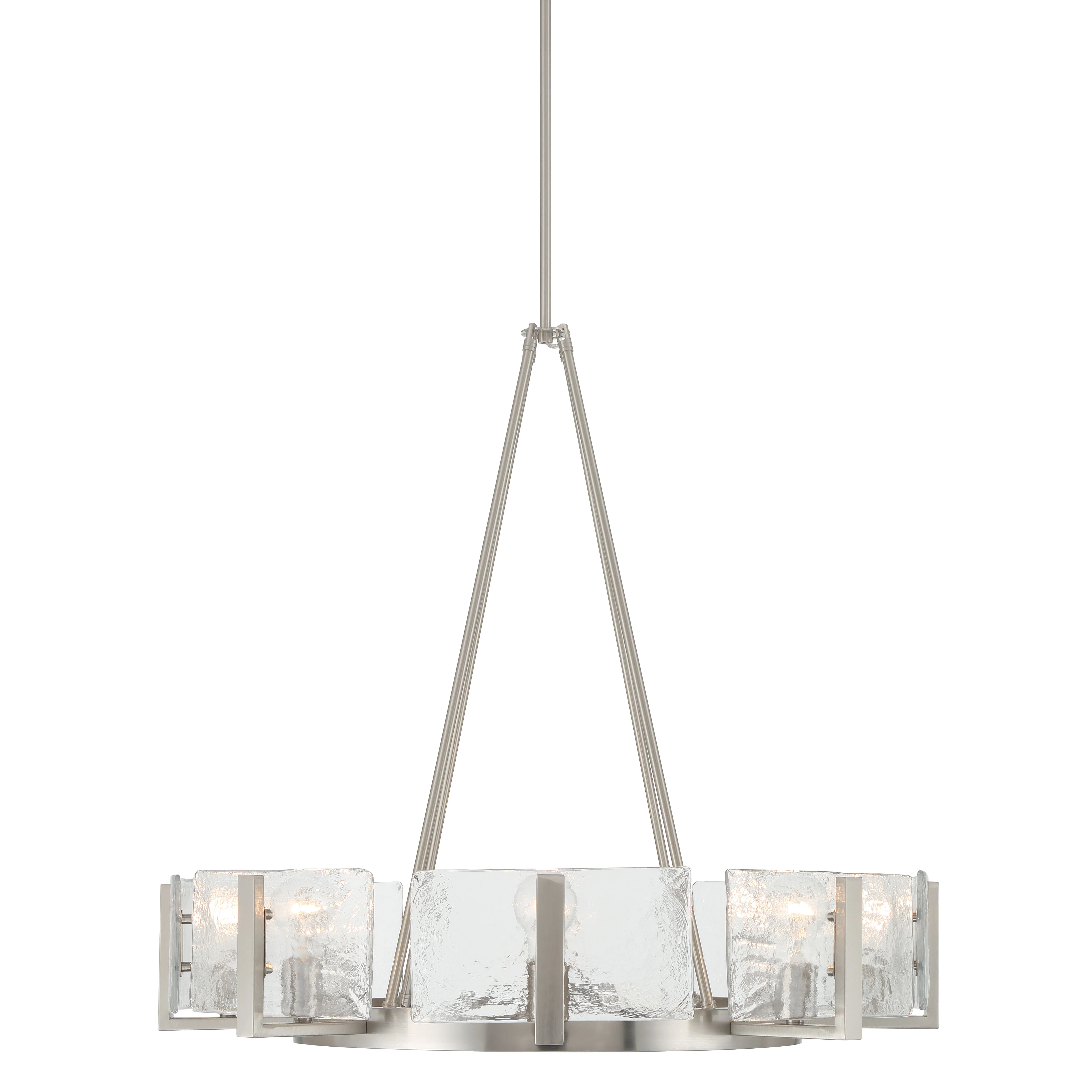 Yep by Golden Lighting Aenon 8-Light Chandelier in Pewter with Hammered Water Glass - Image 2
