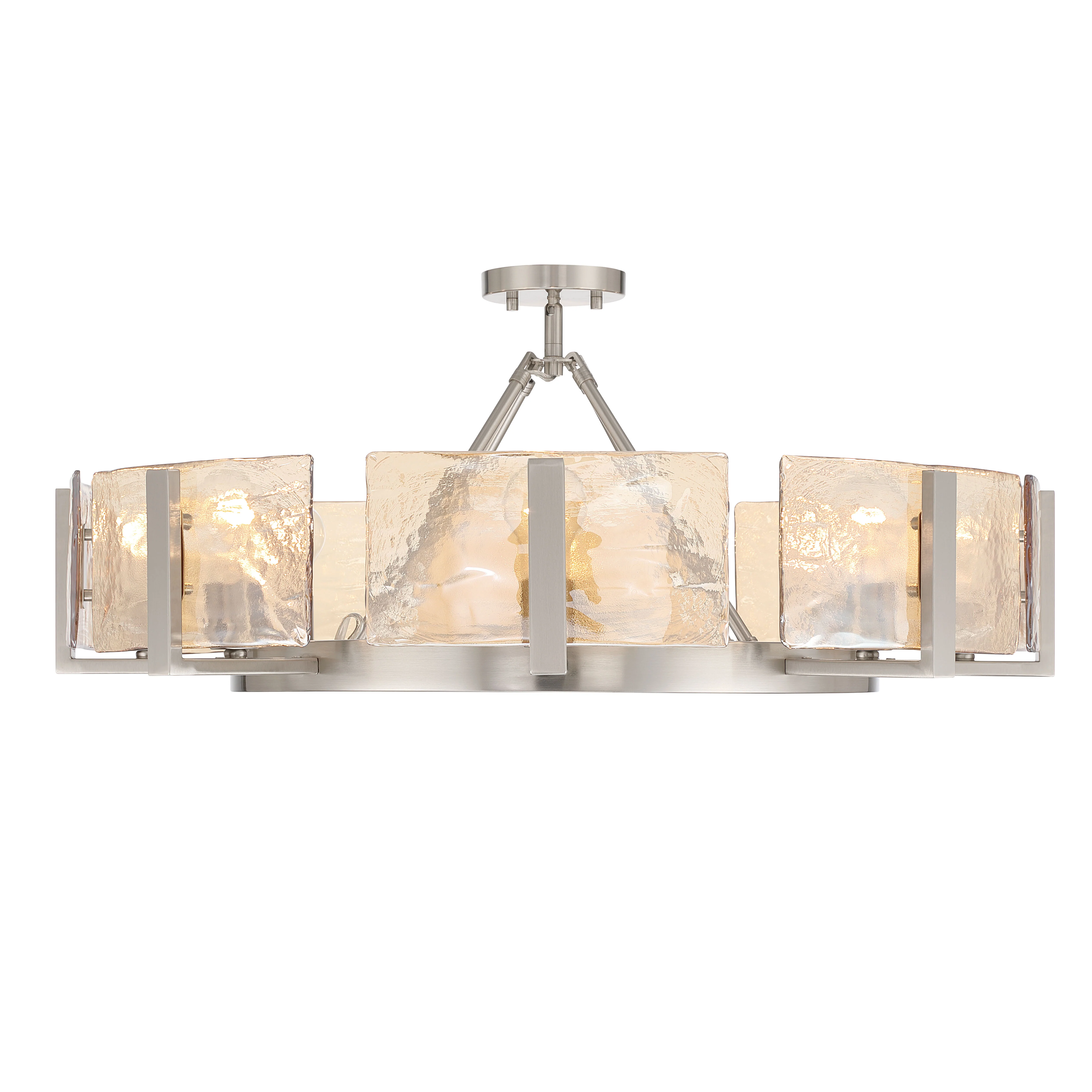 Yep by Golden Lighting Aenon 8-Light Semi-Flush Mount in Pewter with Amber Water Glass - Image 2