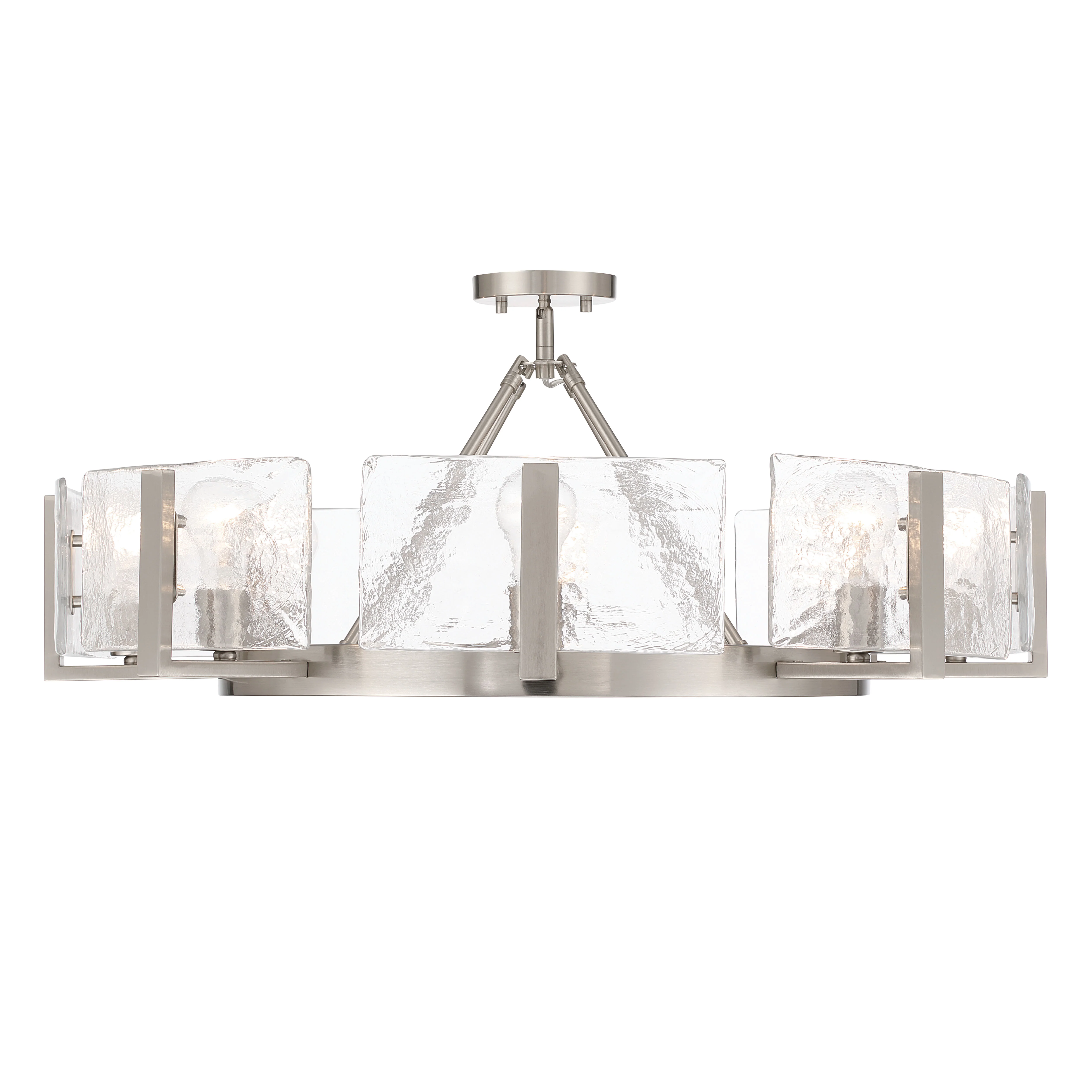 Yep by Golden Lighting Aenon 8-Light Semi-Flush Mount in Pewter with Hammered Water Glass - Image 2