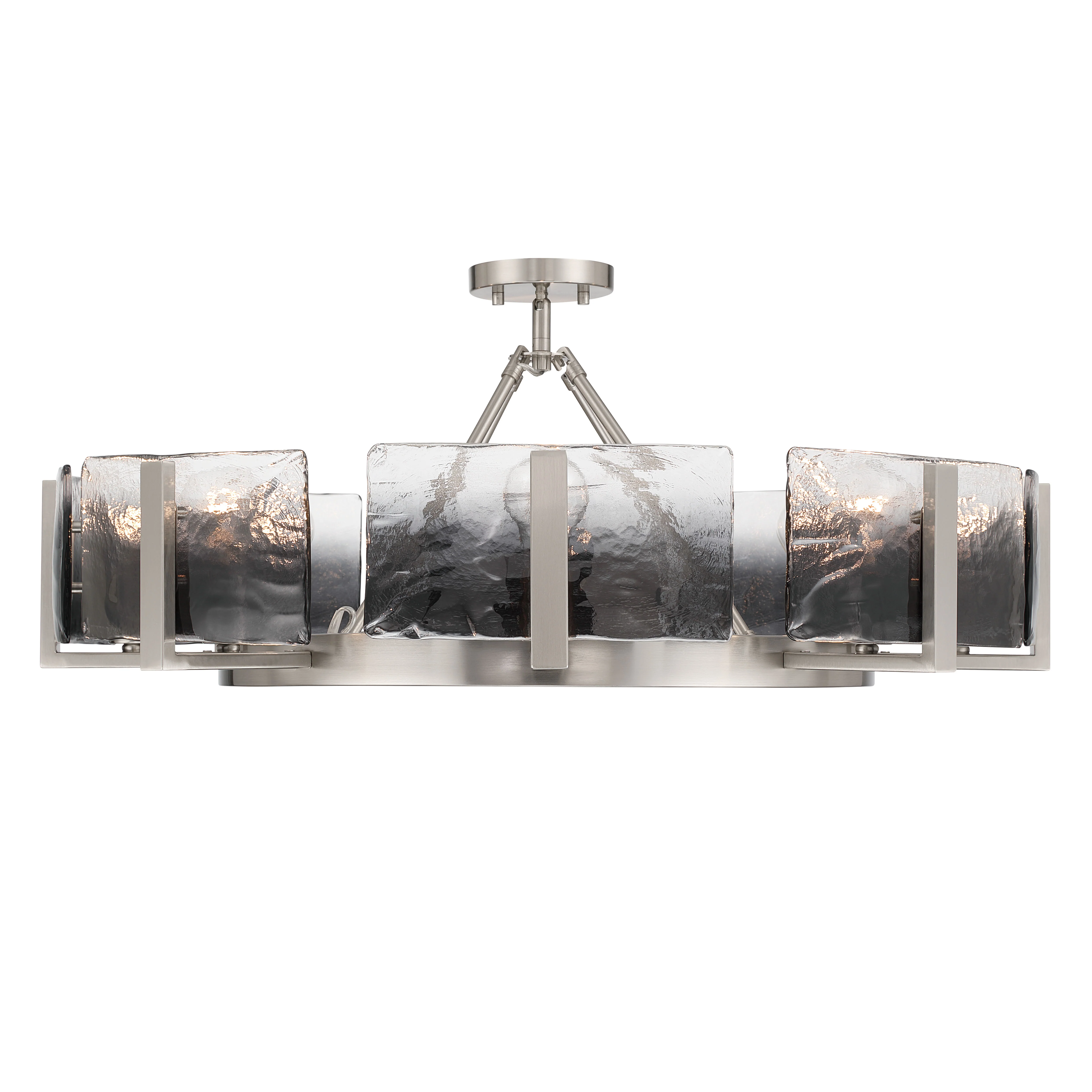 Yep by Golden Lighting Aenon 8-Light Semi-Flush Mount in Pewter with Smokey Water Glass - Image 2
