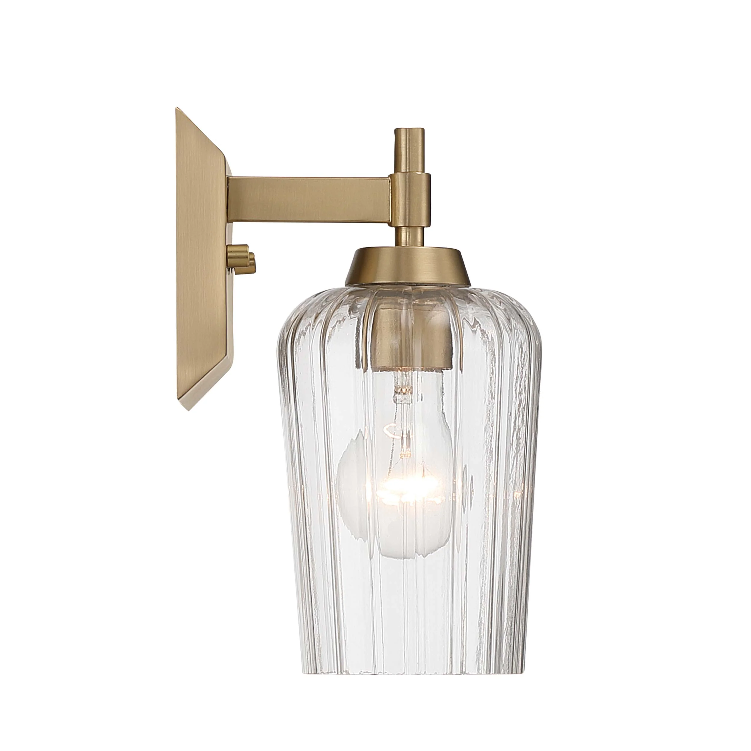 Yep by Golden Lighting Brilia 1-light Wall Sconce Vanity in Brushed Champagne Brass with Fluted Glass - Image 2