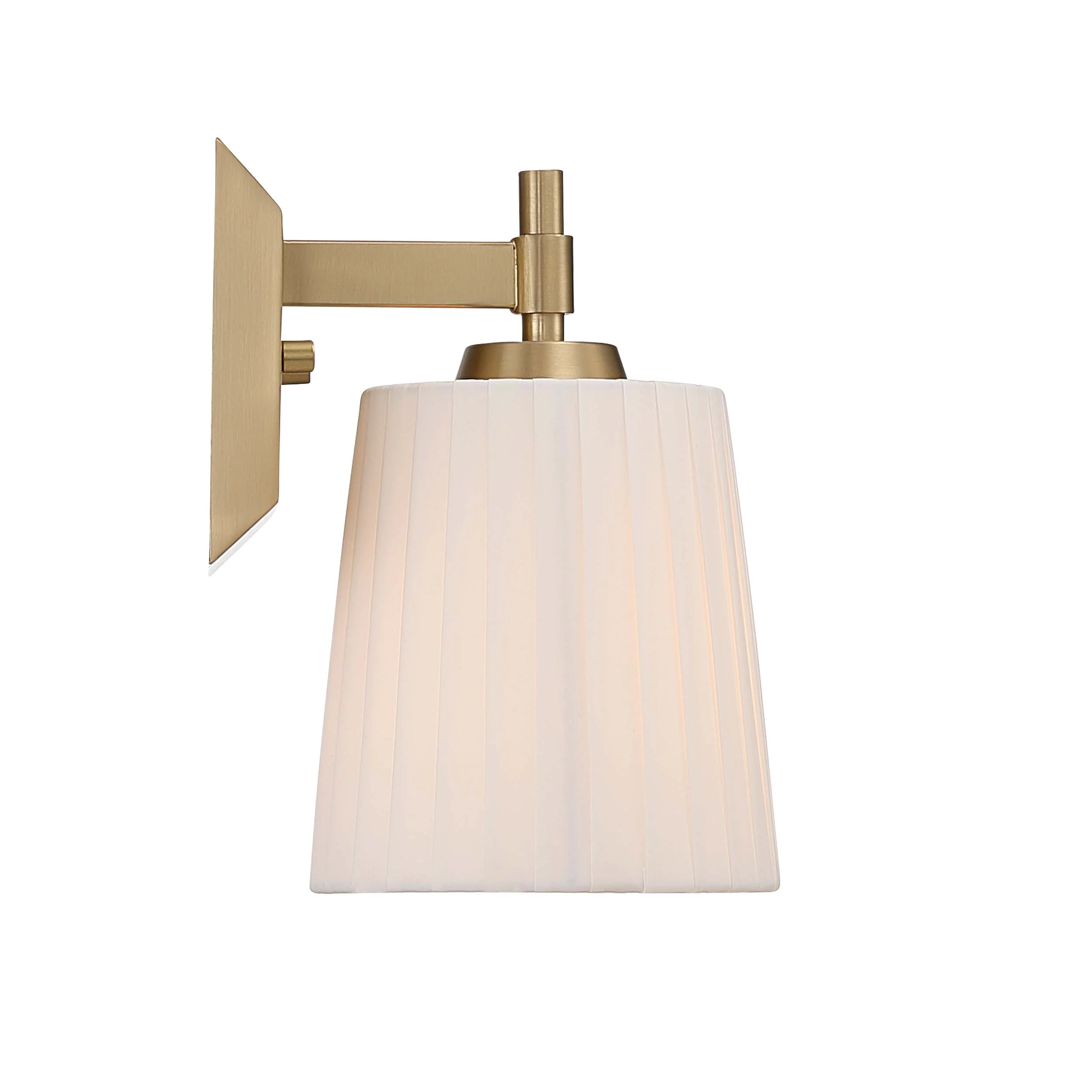 Yep by Golden Lighting Brilia 1-light Wall Sconce Vanity in Brushed Champagne Brass with Pleated Shade - Image 2