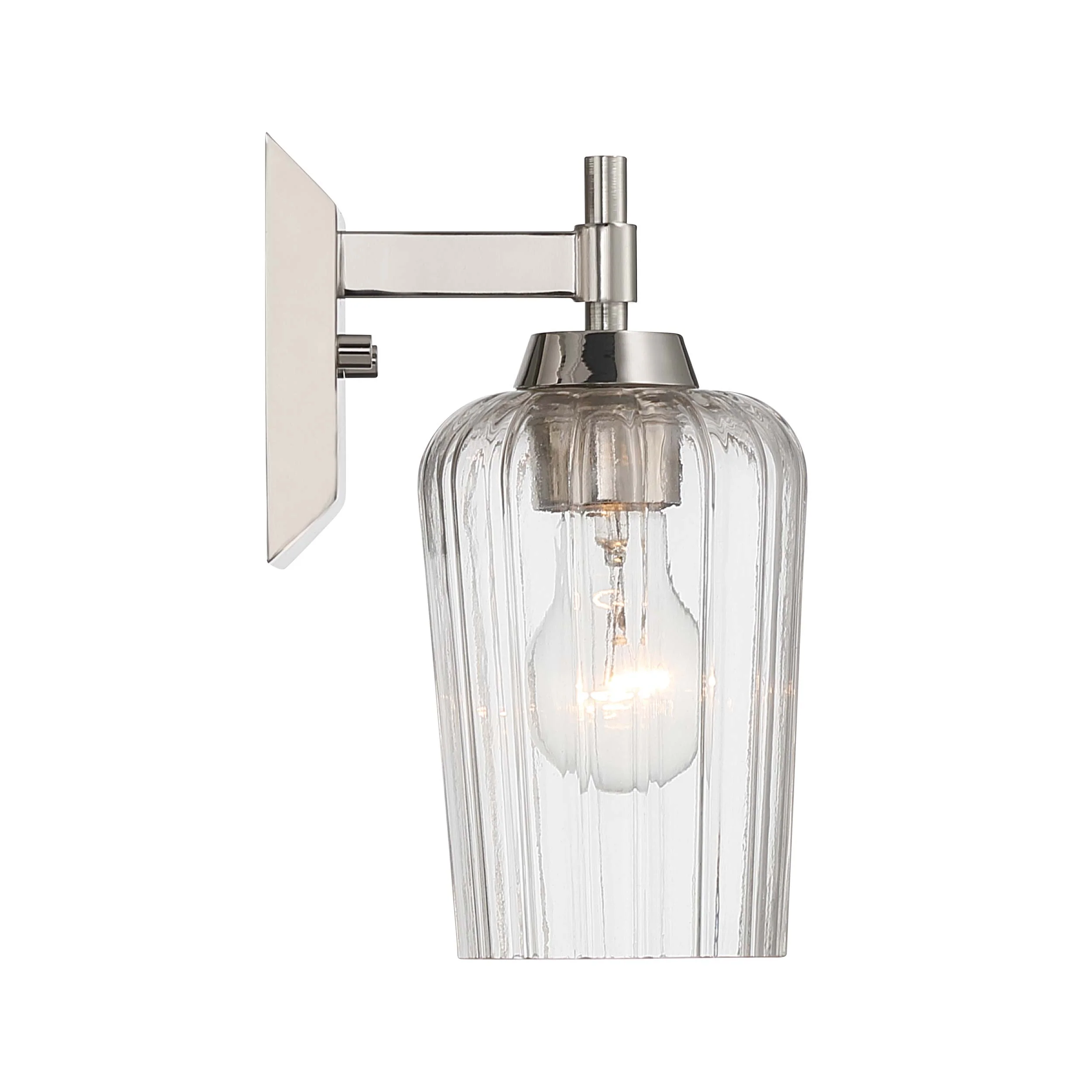 Yep by Golden Lighting Brilia 1-light Wall Sconce Vanity in Polished Nickel with Fluted Glass - Image 2