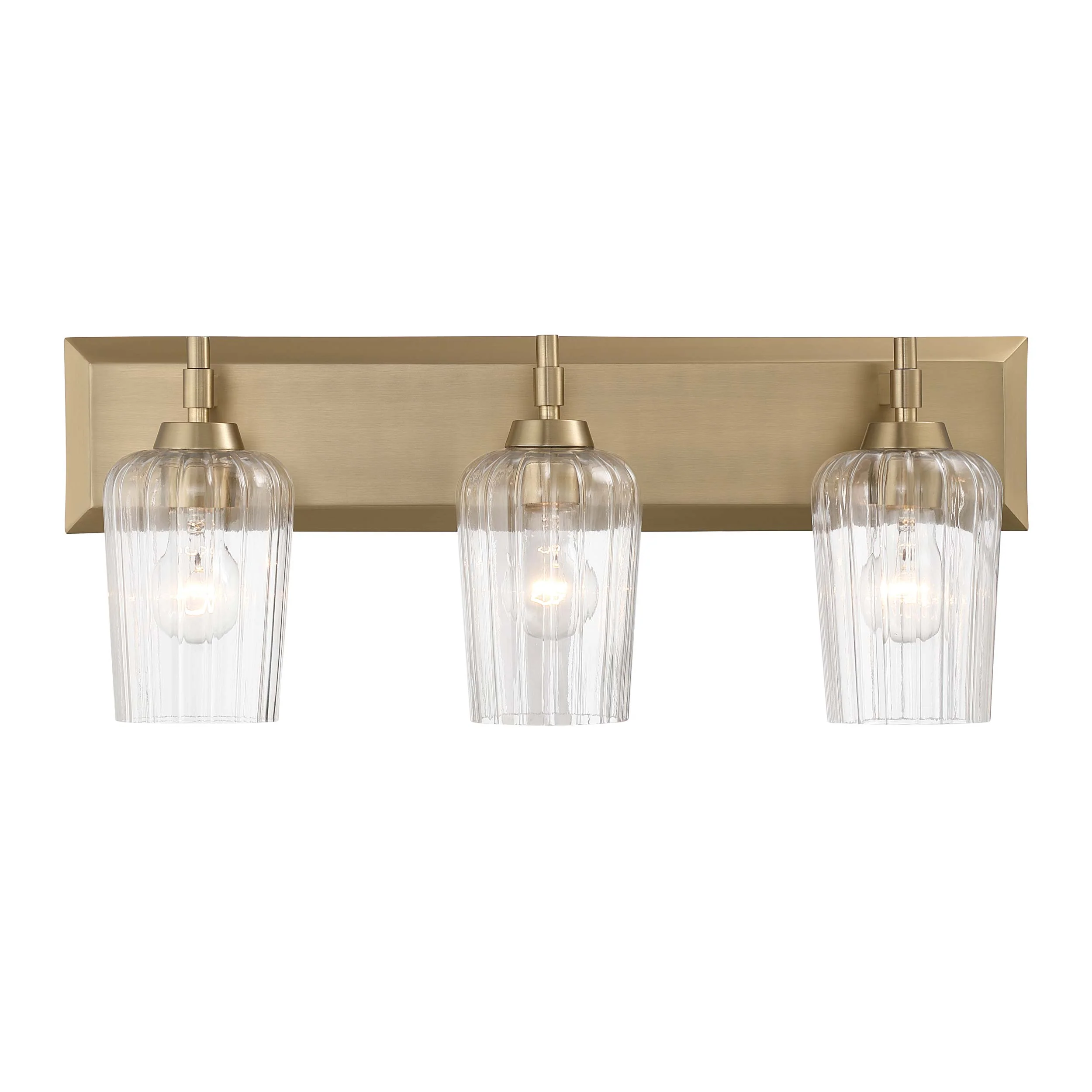 Yep by Golden Lighting Brilia 3-light Vanity in Brushed Champagne Brass with Fluted Glass