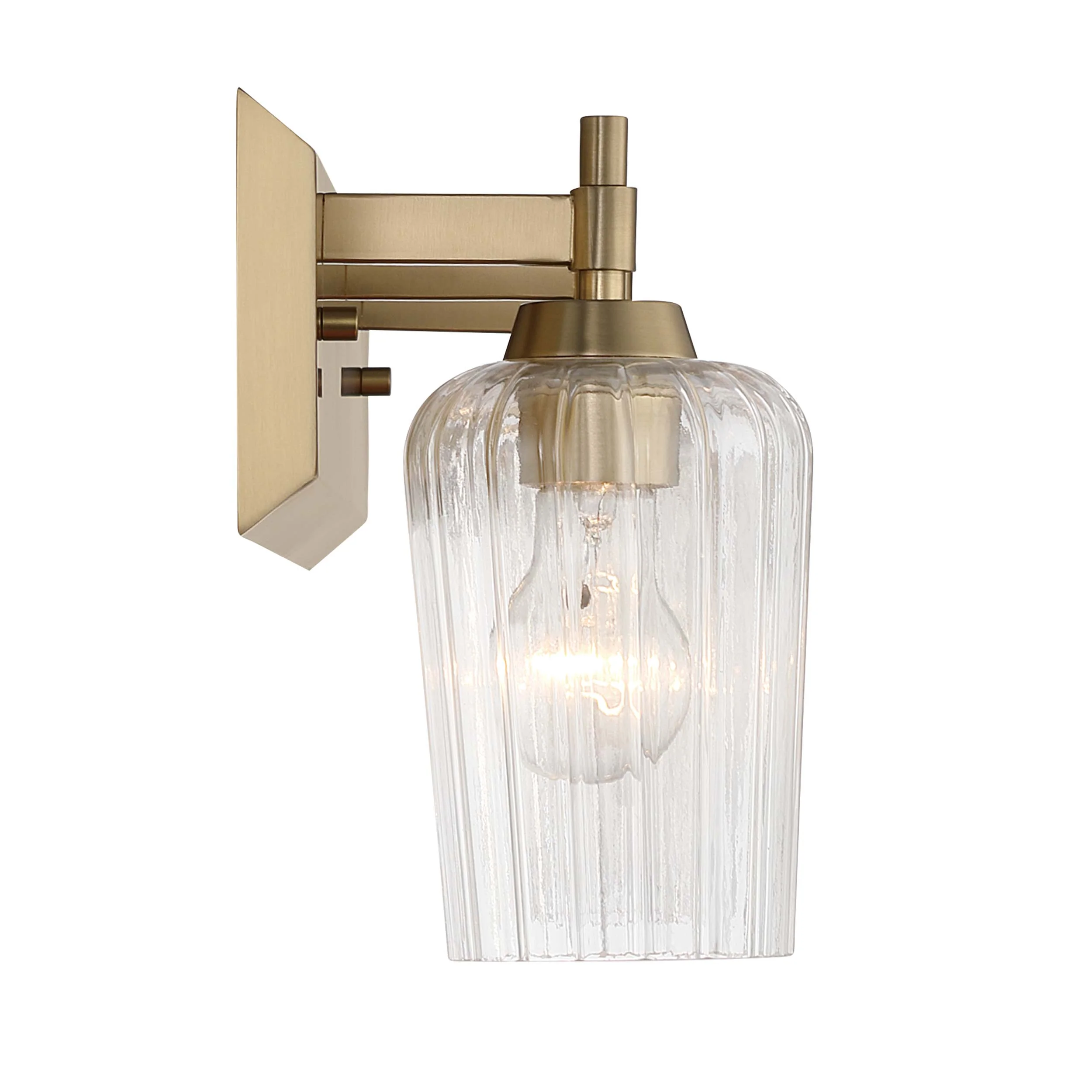 Yep by Golden Lighting Brilia 3-light Vanity in Brushed Champagne Brass with Fluted Glass - Image 2