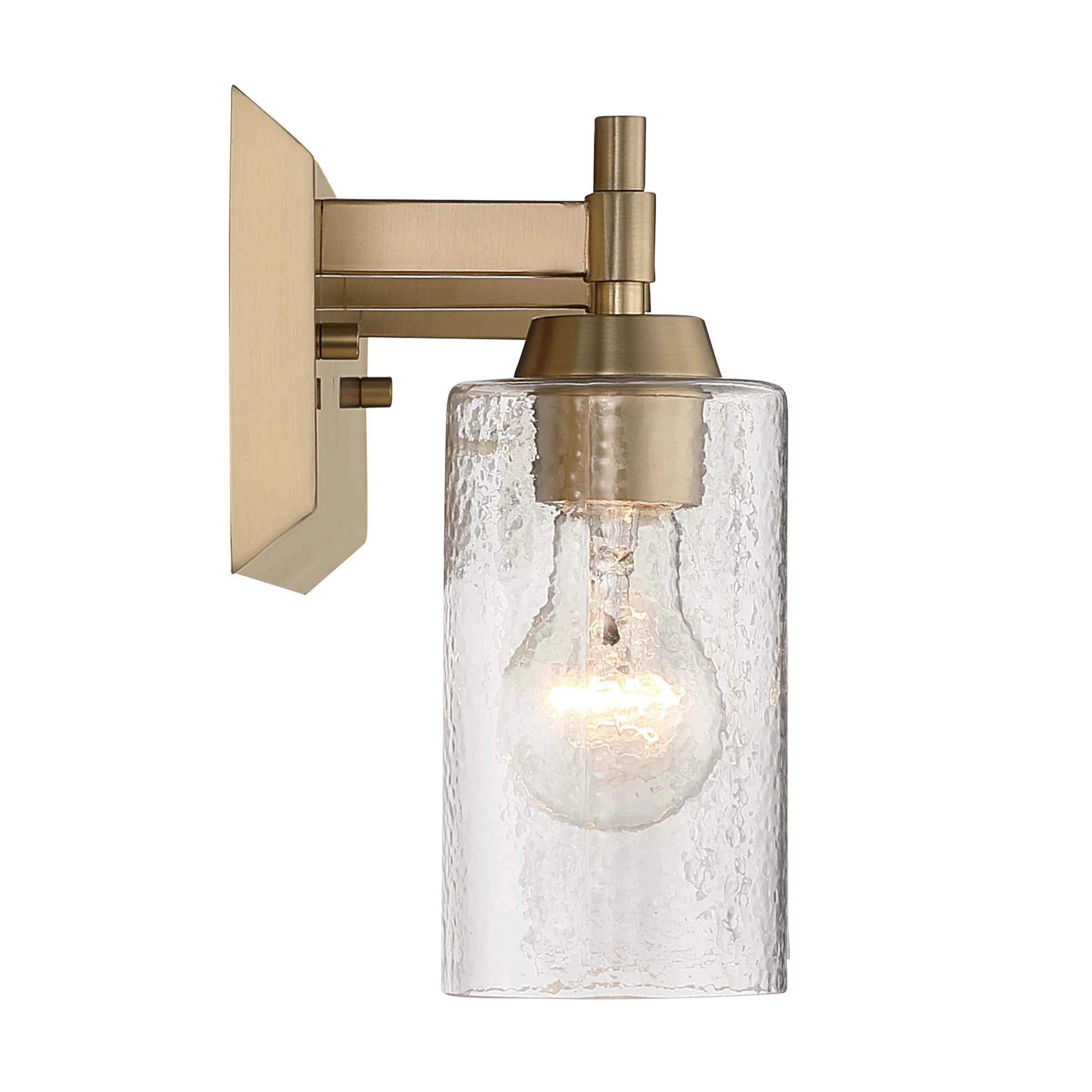 Yep by Golden Lighting Brilia 3-light Vanity in Brushed Champagne Brass with Hammered Water Glass - Image 2