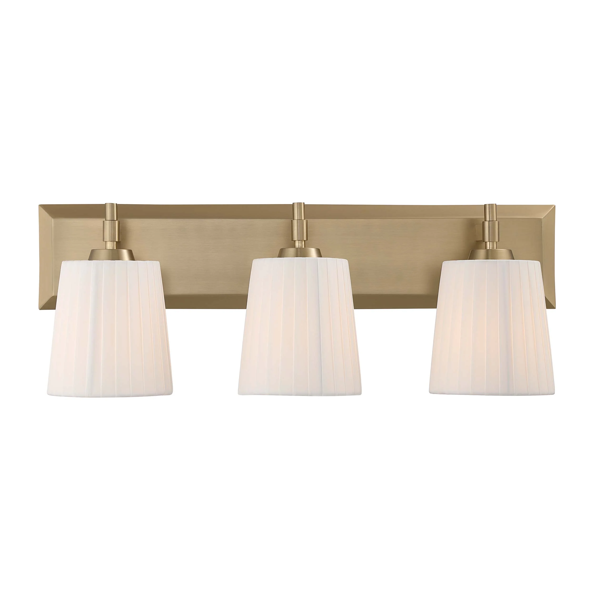 Yep by Golden Lighting Brilia 3-light Vanity in Brushed Champagne Brass with Pleated Shade
