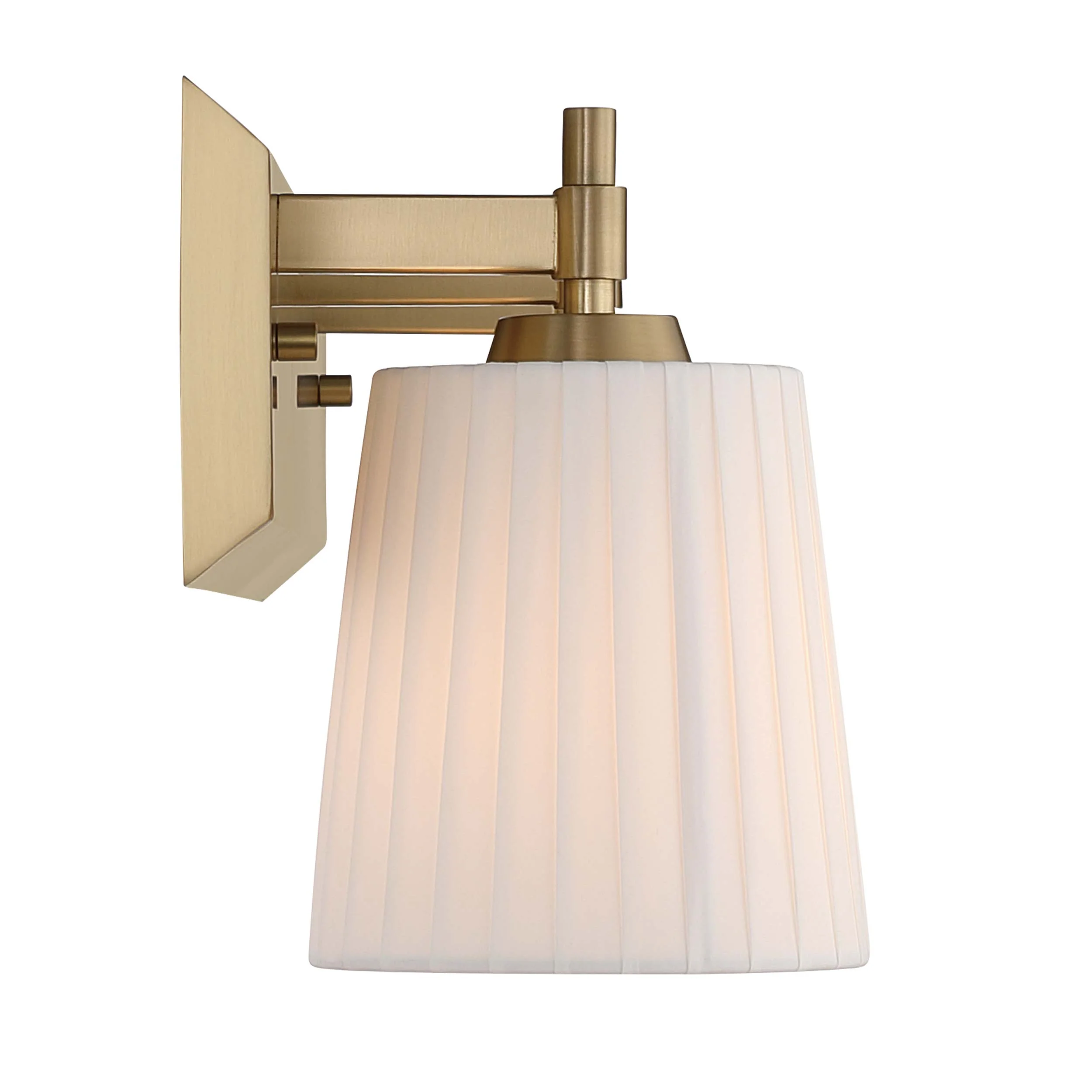 Yep by Golden Lighting Brilia 3-light Vanity in Brushed Champagne Brass with Pleated Shade - Image 2