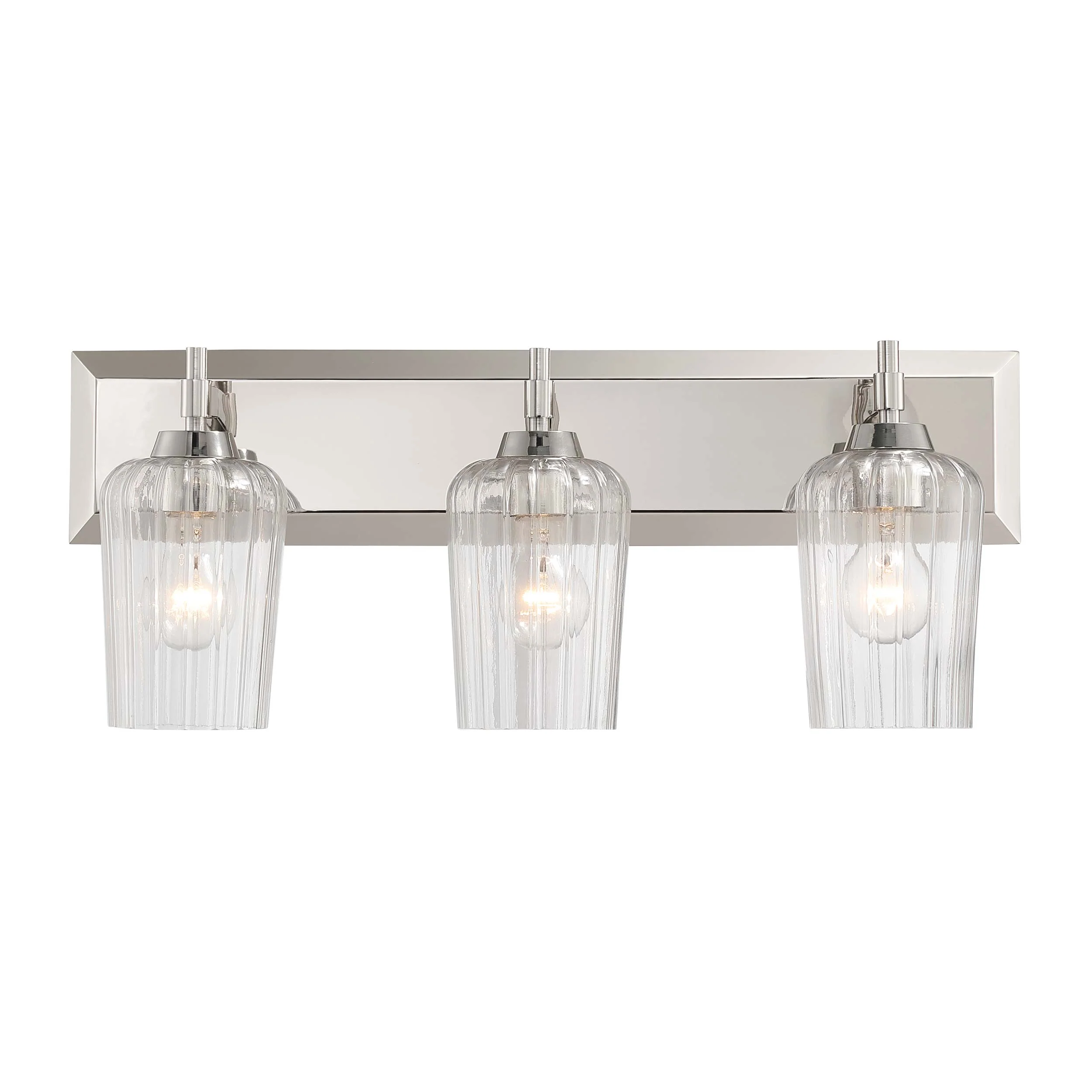 Yep by Golden Lighting Brilia 3-light Vanity in Polished Nickel with Fluted Glass