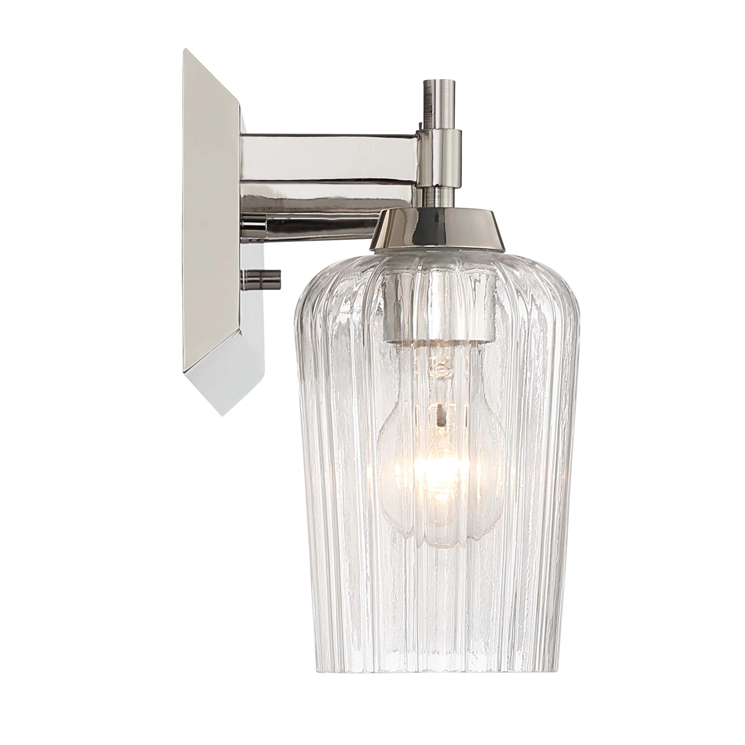 Yep by Golden Lighting Brilia 3-light Vanity in Polished Nickel with Fluted Glass - Image 2