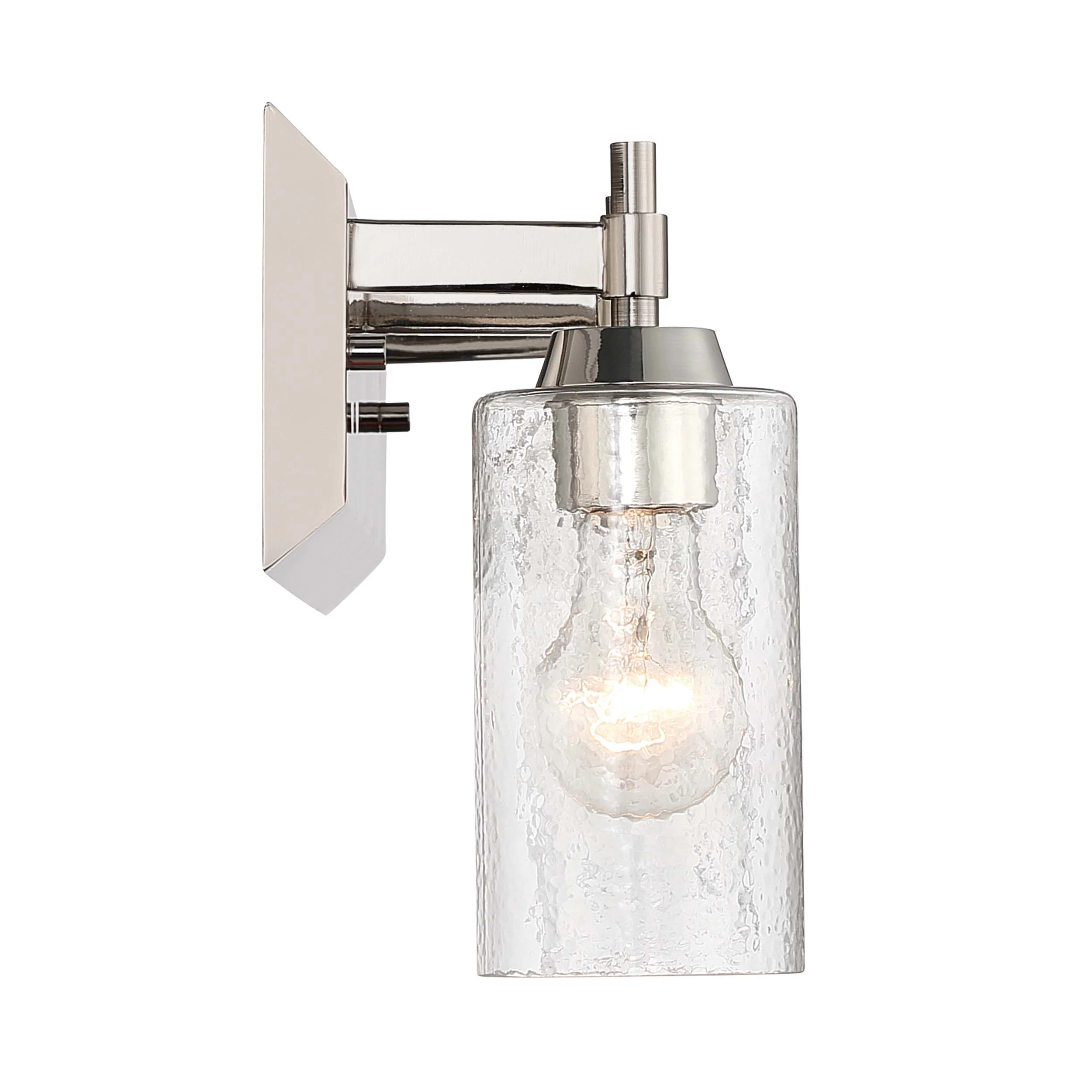 Yep by Golden Lighting Brilia 3-light Vanity in Polished Nickel with Hammered Water Glass - Image 2