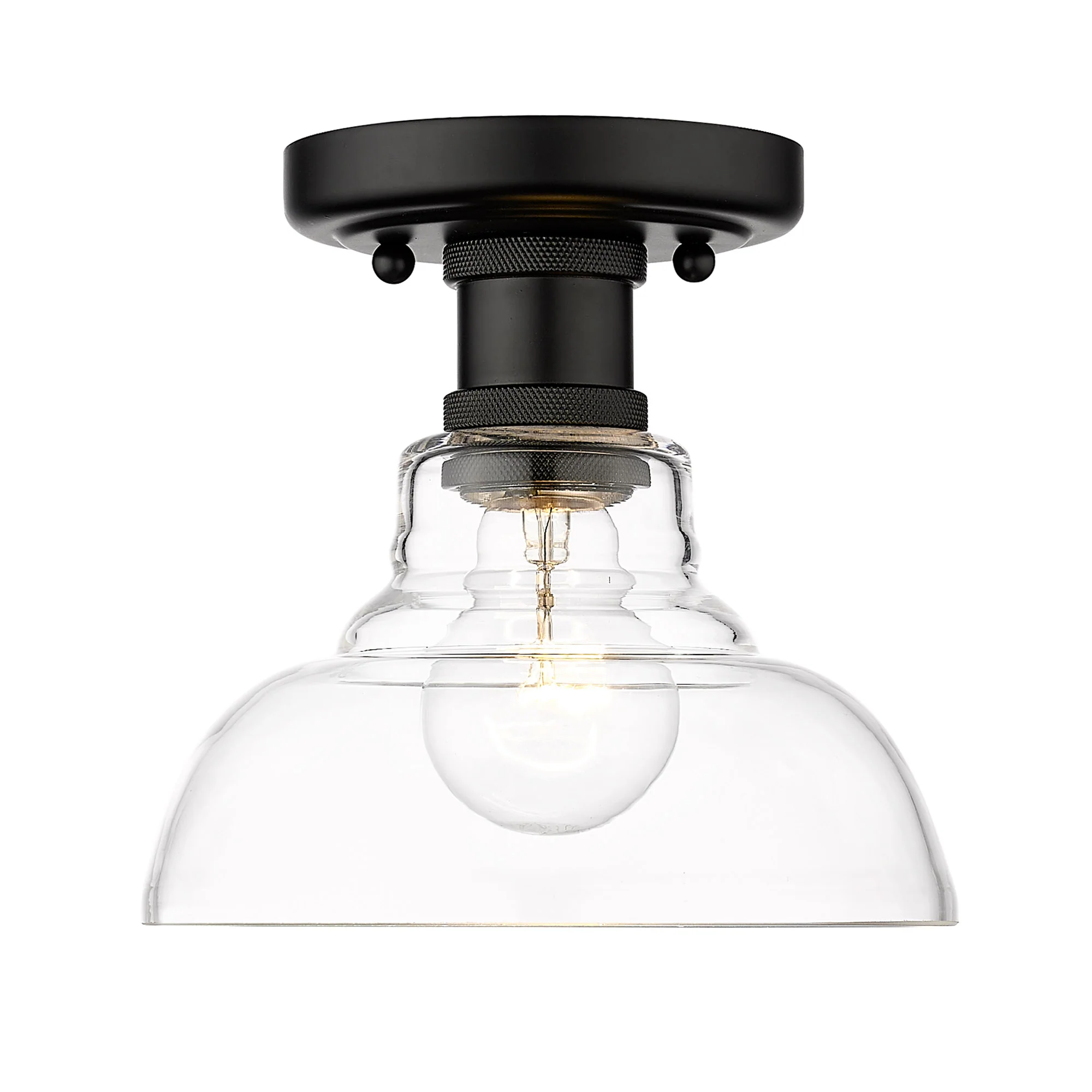 Yep by Golden Lighting Carver 1-light Flush Mount in Matte Black and Clear Glass - Image 2