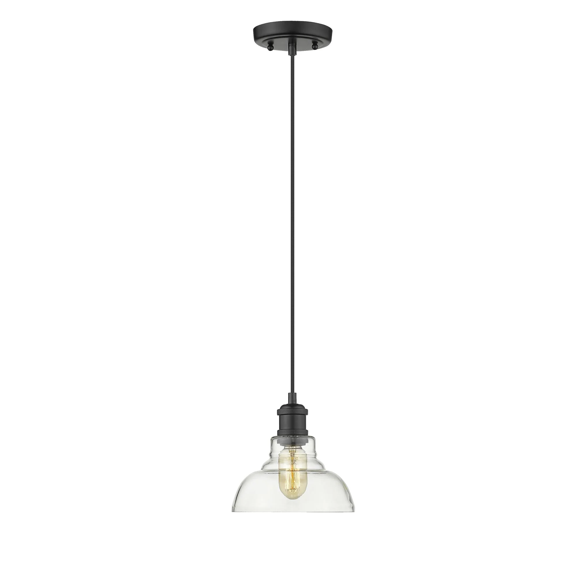 Yep by Golden Lighting Carver 1-light Pendant in Matte Black and Clear Glass - Image 2
