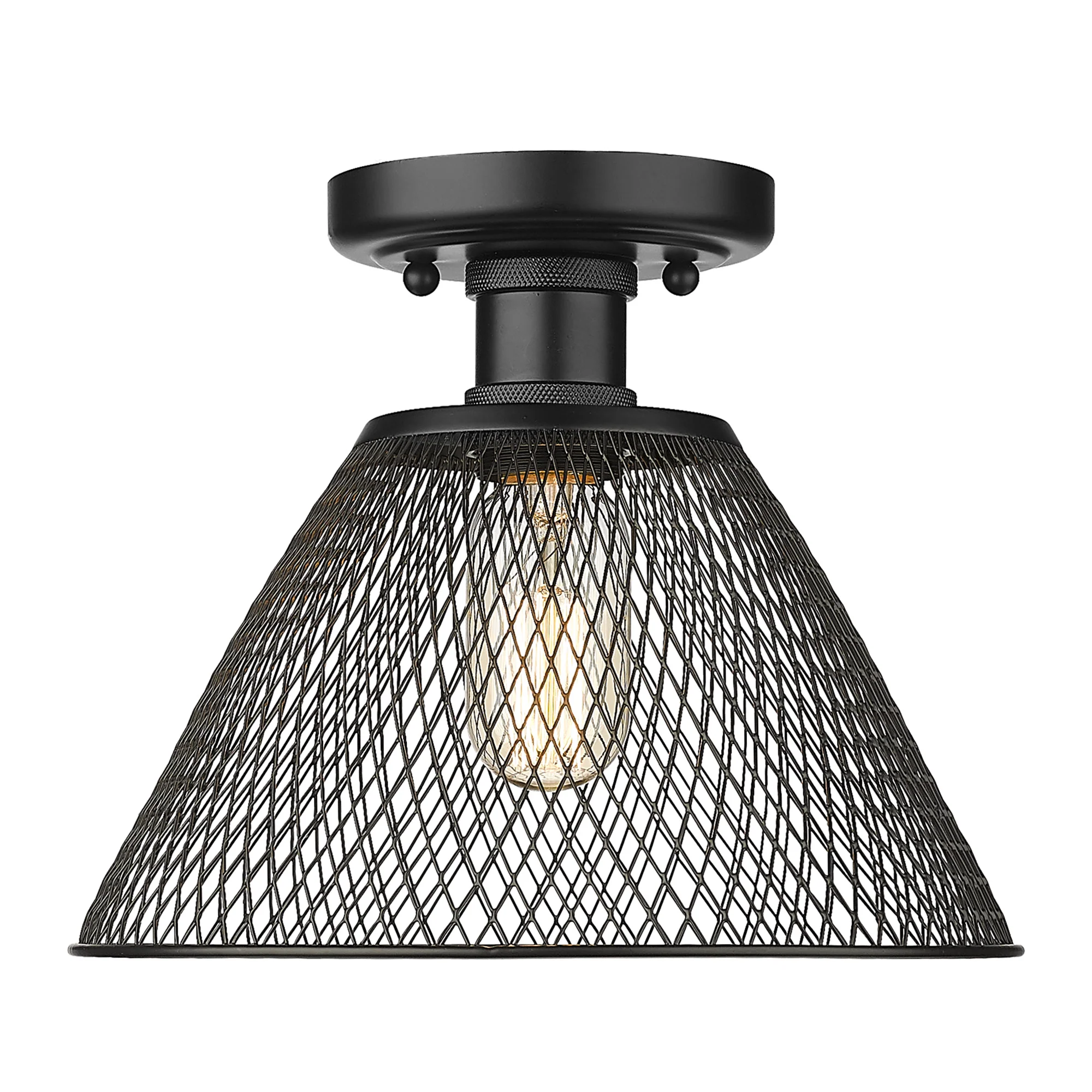 Yep by Golden Lighting Carver 1-light Semi-Flush Mount in Matte Black - Image 2