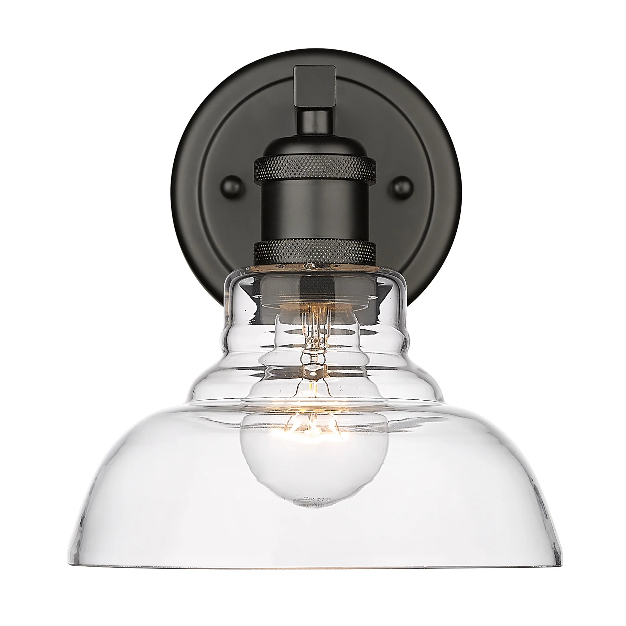 Yep by Golden Lighting Carver 1-light Vanity in Matte Black and Clear Glass - Image 2