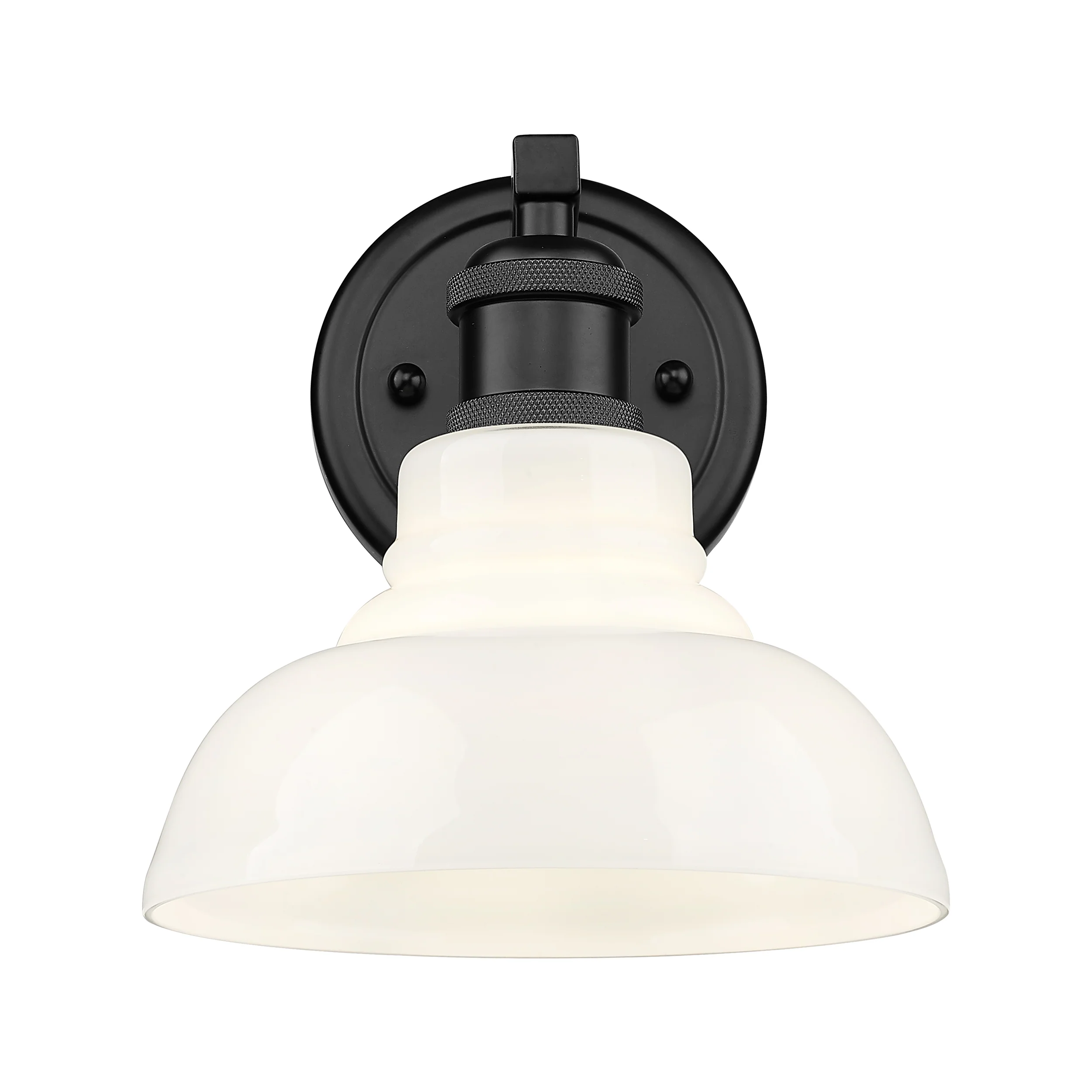 Yep by Golden Lighting Carver 1-light Vanity in Matte Black and Vintage Milk Glass - Image 2
