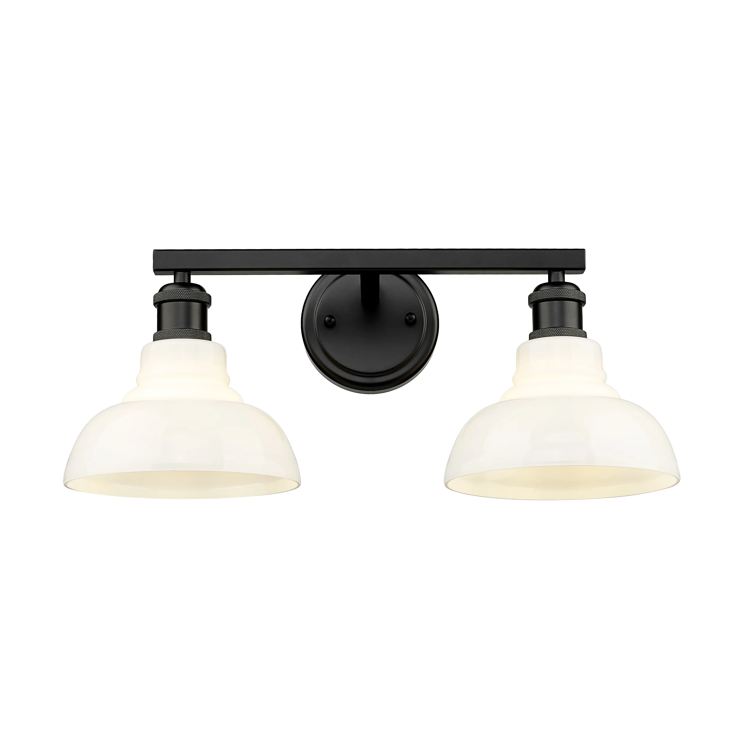 Yep by Golden Lighting Carver 2-light Vanity in Matte Black and Vintage Milk Glass - Image 2