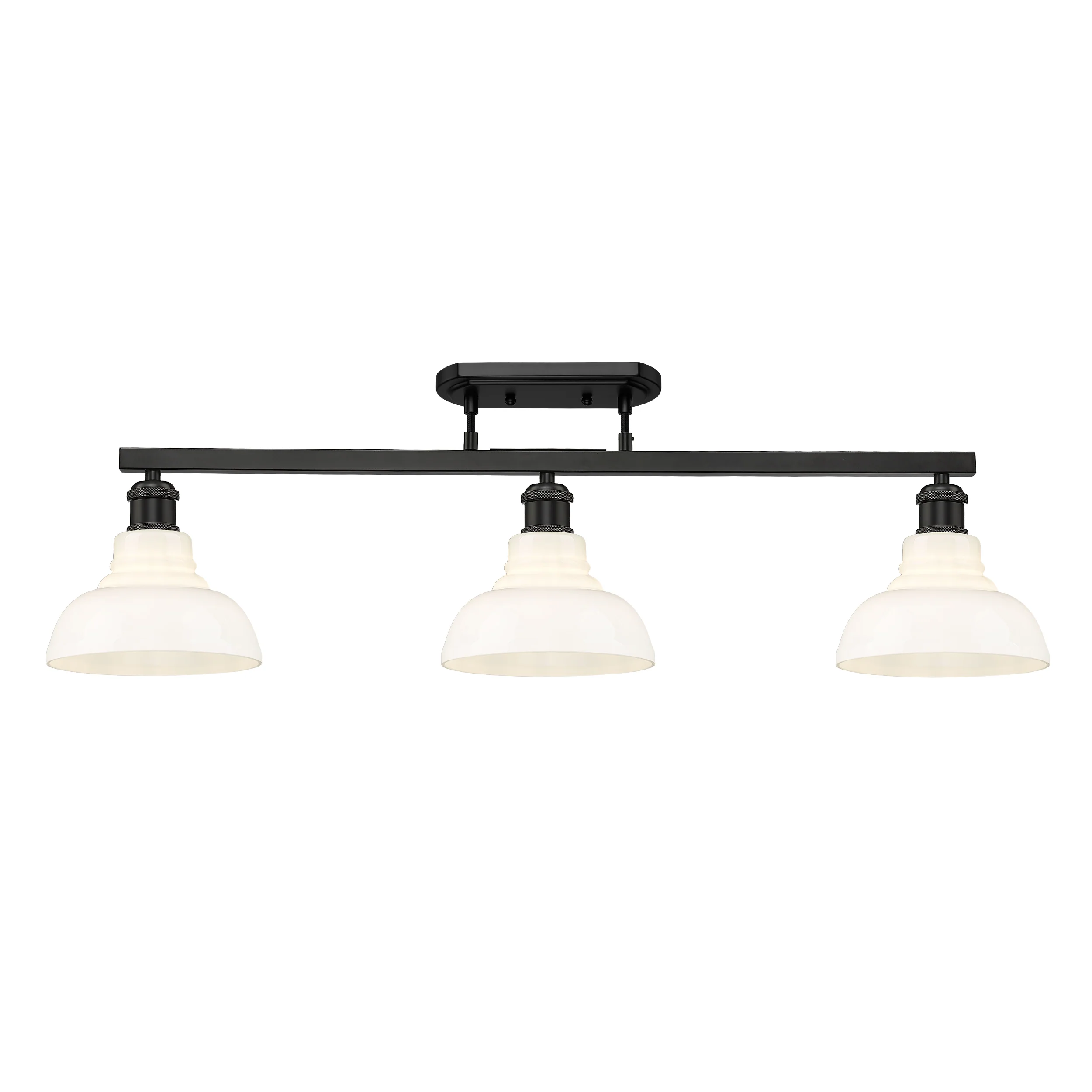 Yep by Golden Lighting Carver 3-light Semi-Flush Mount in Matte Black and Vintage Milk Glass - Image 2