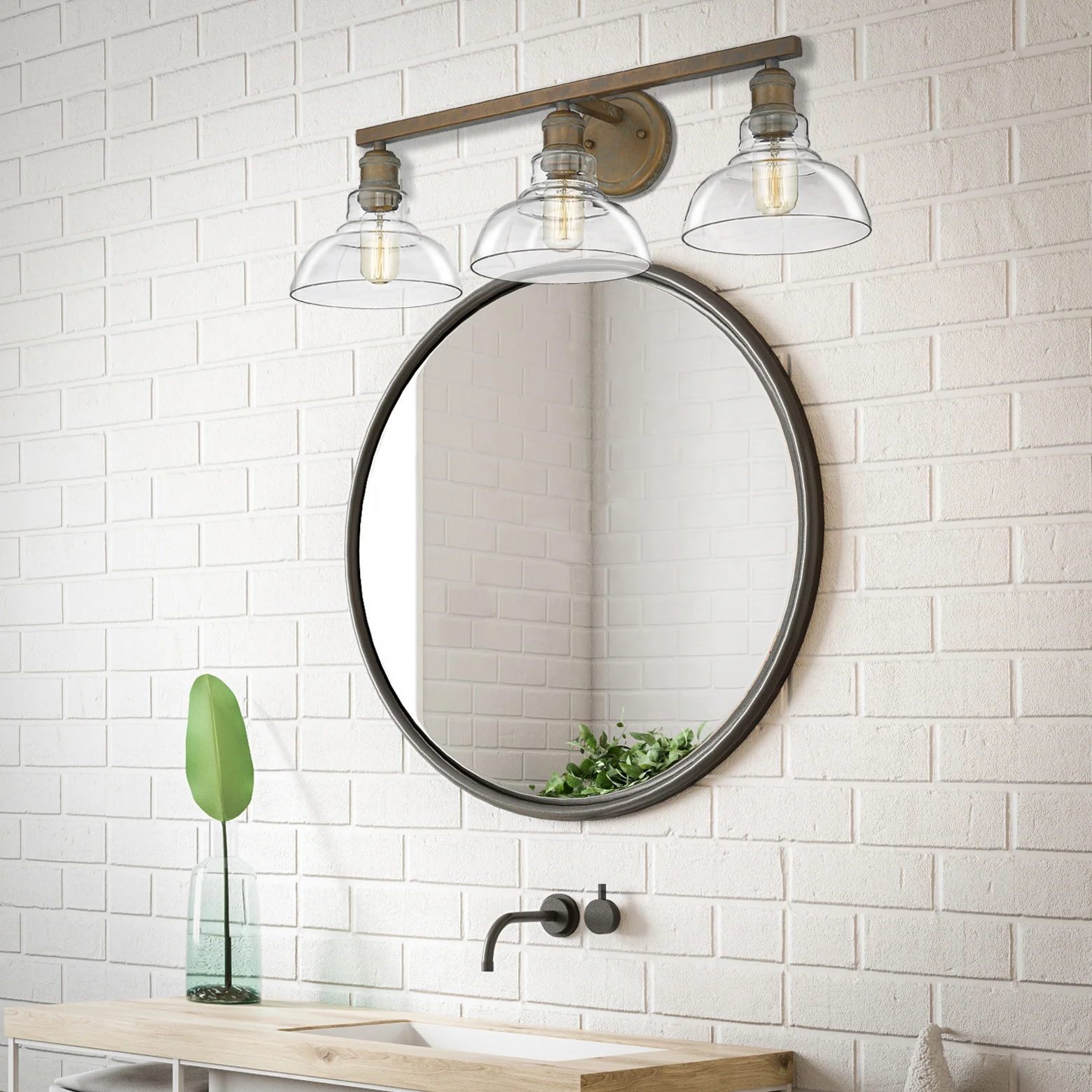 Yep by Golden Lighting Carver 3-light Vanity in Copper Patina - Image 2